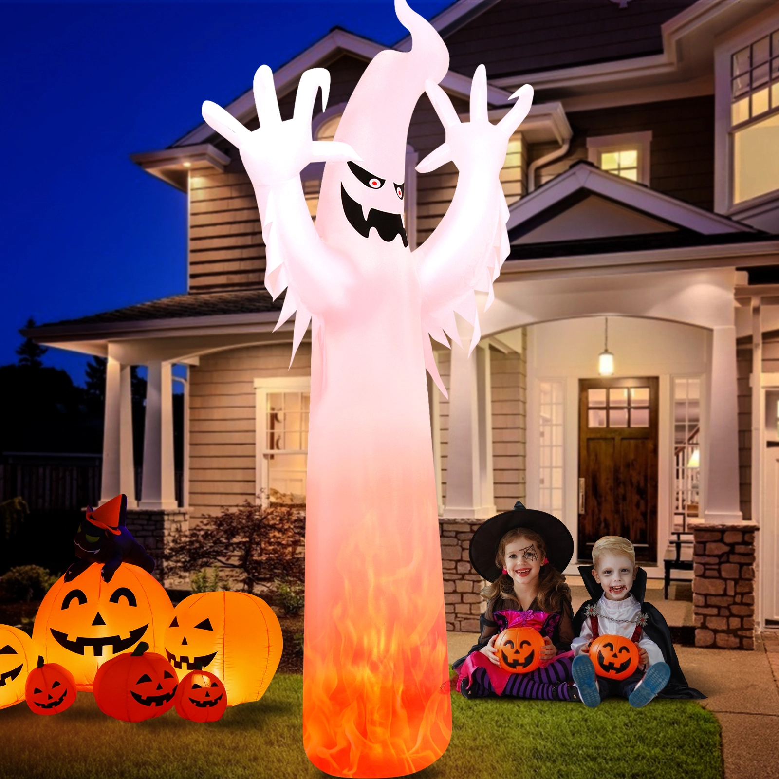 LJG 12 Feet Halloween Inflatable Decoration with Built-in LED Lights