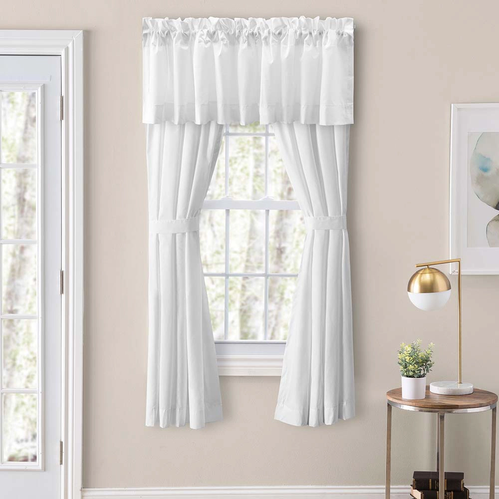 Ellis Classic Tailored Design in a Perma Press Fabric 3" Rod Pocket Tailored Pair with Ties 80"x84" White