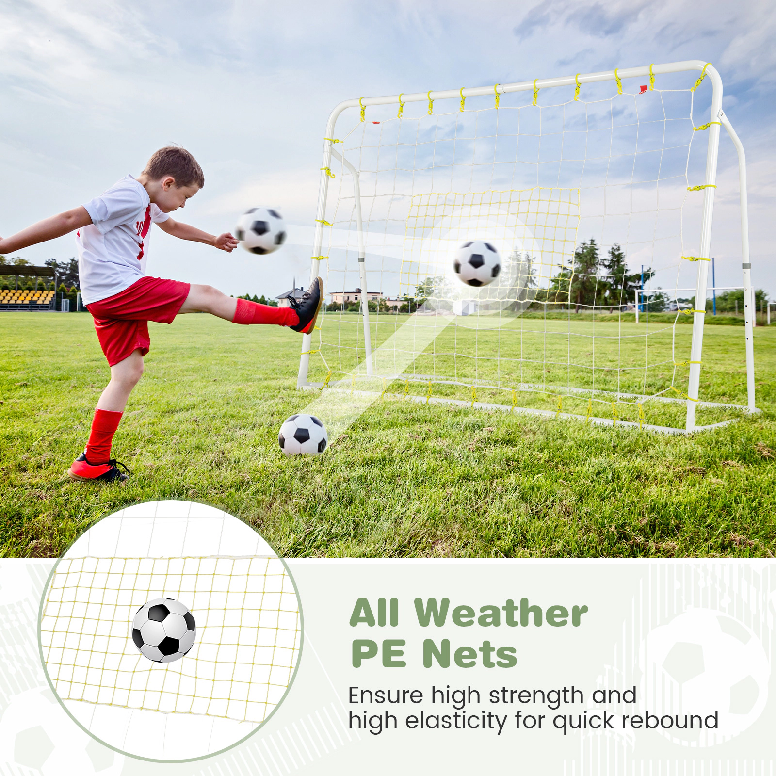 SUGIFT Kids White 2-in-1 Soccer Goal and Rebounder with 5 Adjustable Angles 6.1-ft W 2-ft D 4-ft H Ages 6+