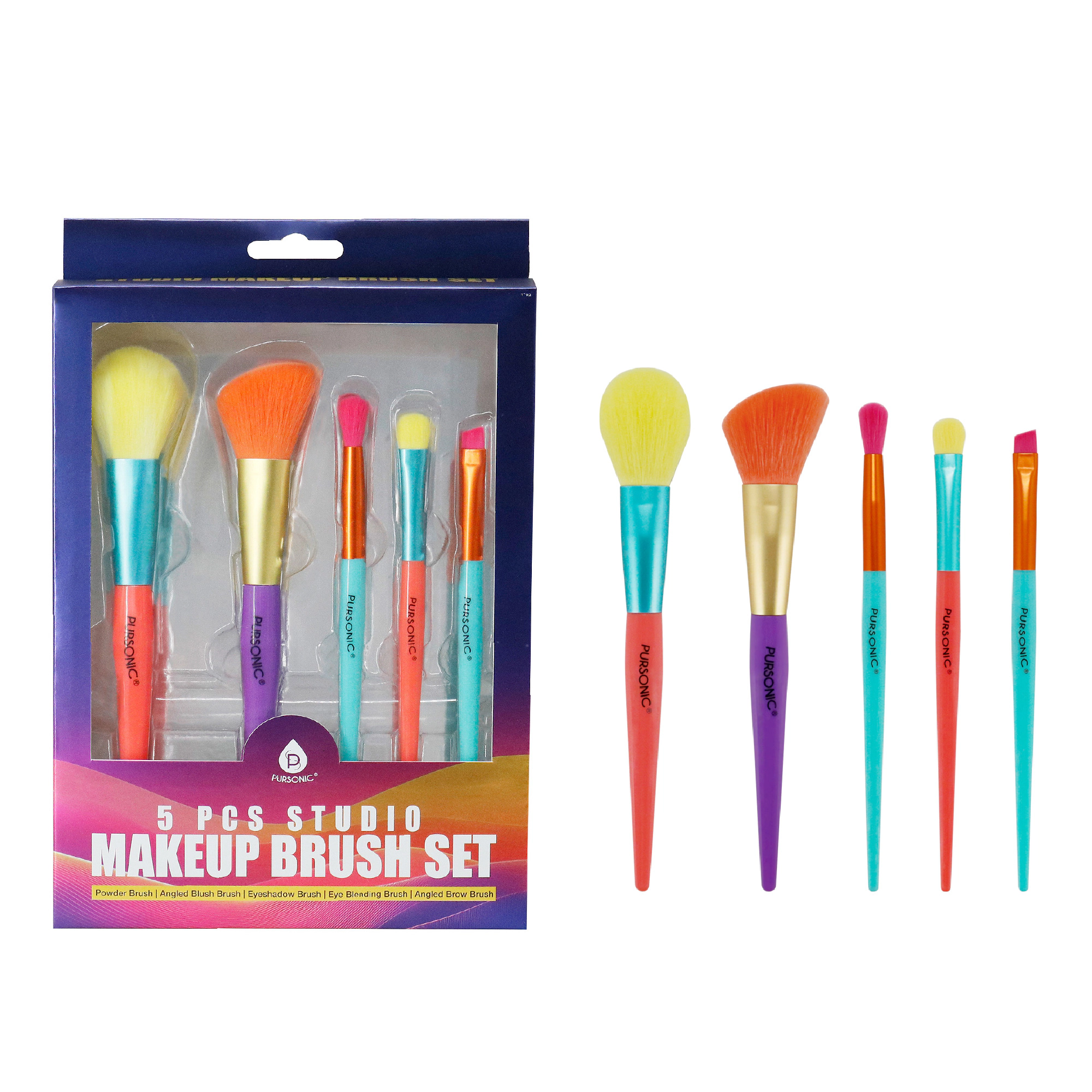 Pursonic Makeup Essentials Duo – LED Countertop Mirror + 5-Piece Brush Set