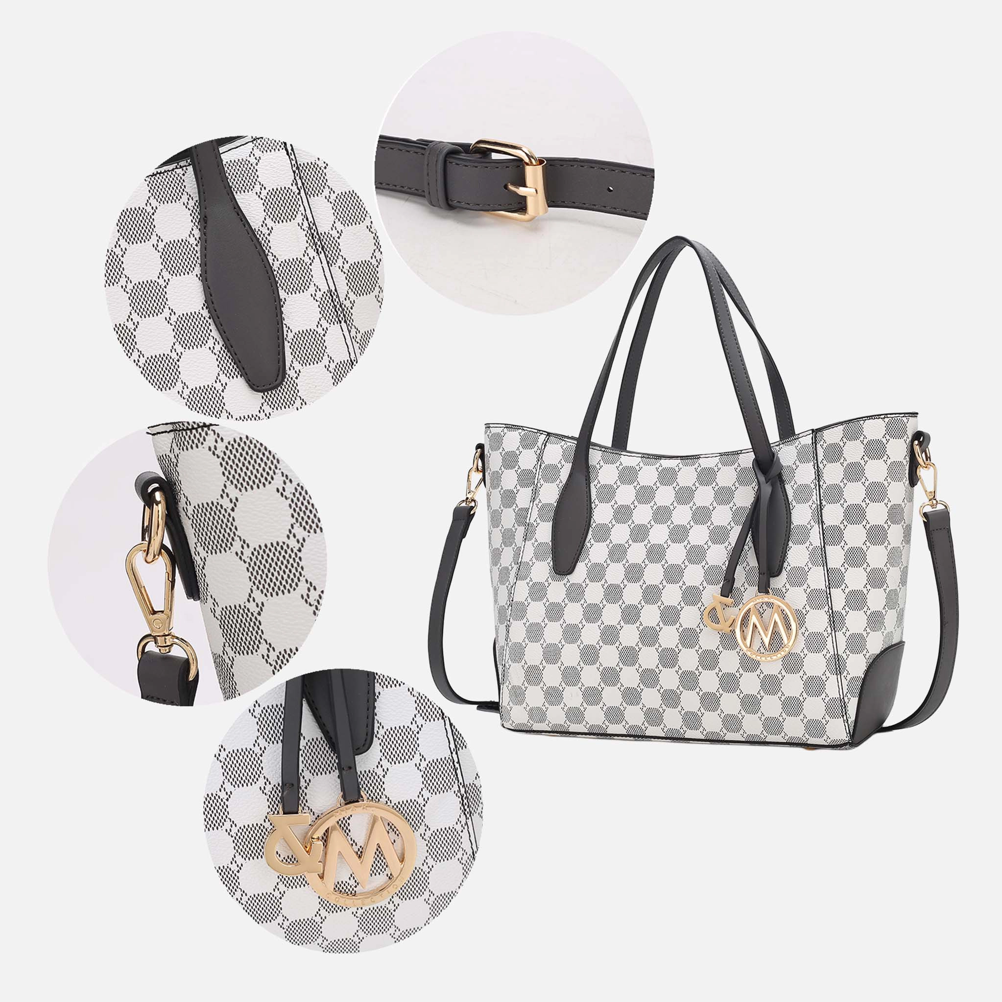 Mia K Collection Gianna Faux Leather Tote Handbag and Matching Wallet
