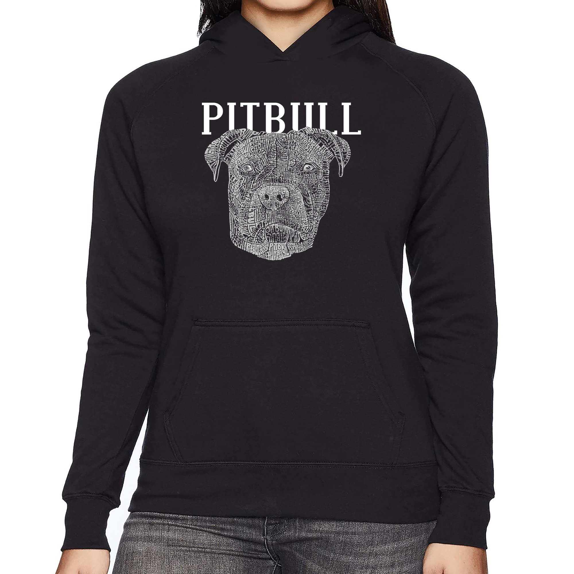 LA Pop Art Pitbull Face - Women's Word Hooded Sweatshirt