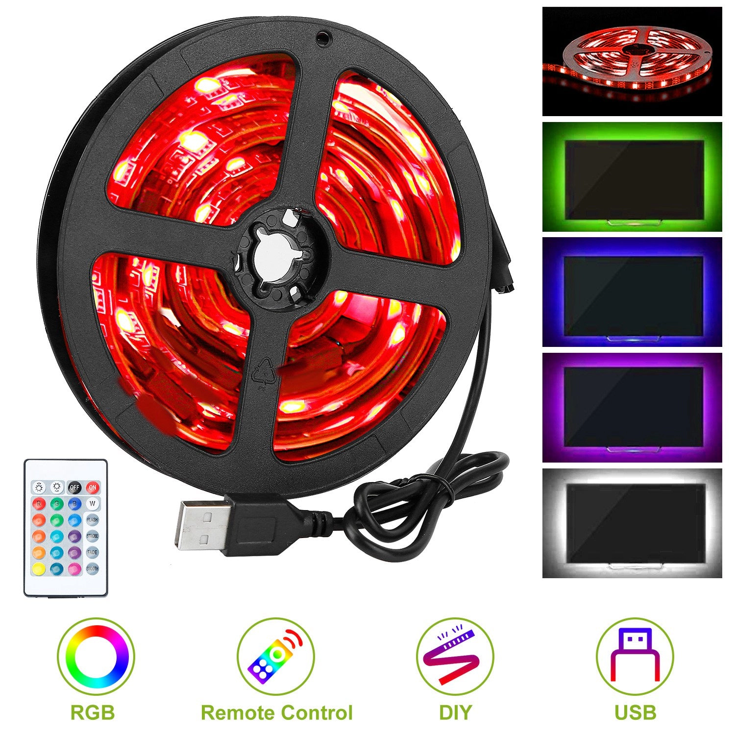 GBruno Waterproof RGB TV LED Backlight Strip Kit