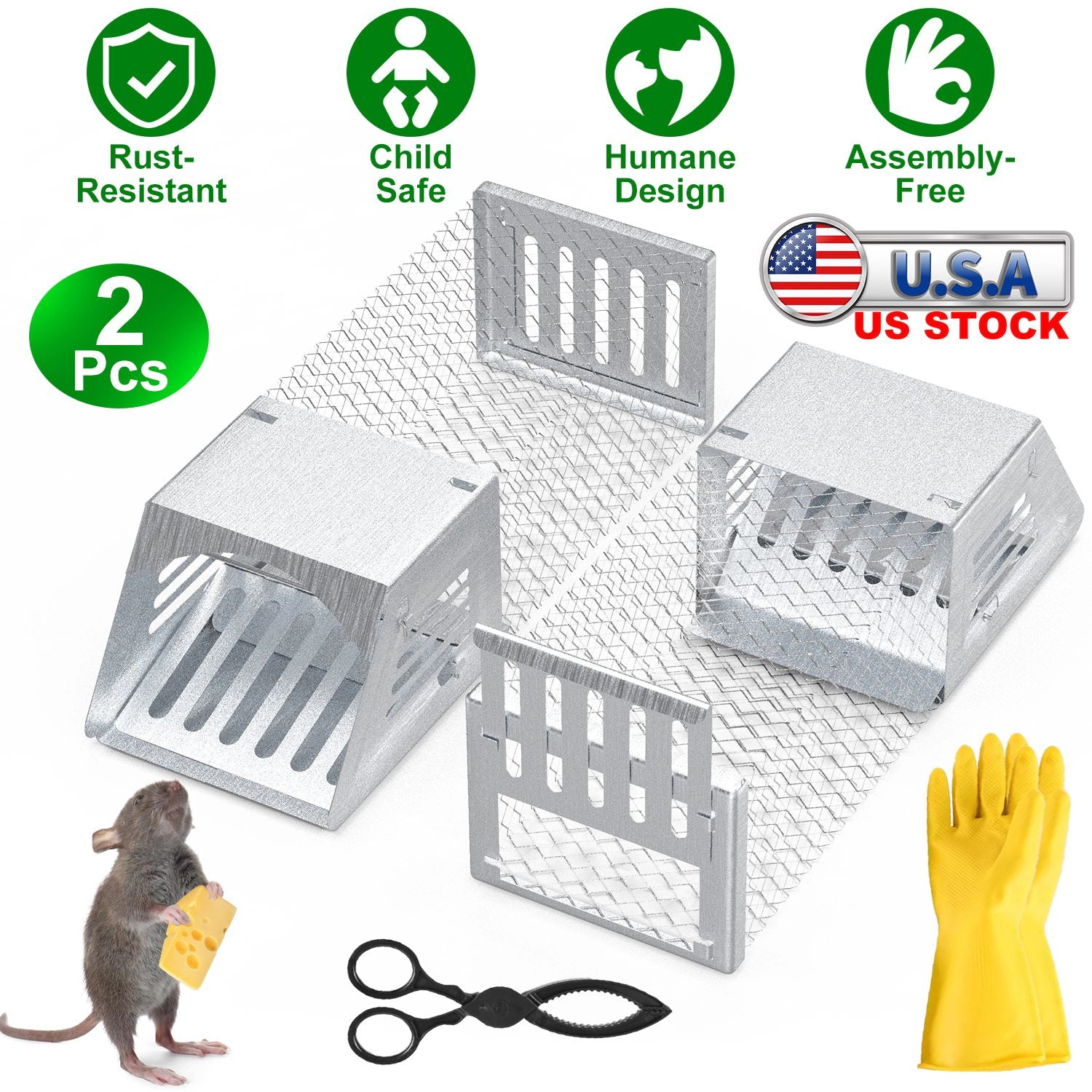 GBruno 2-Piece Galvanized Mouse Trap Cage