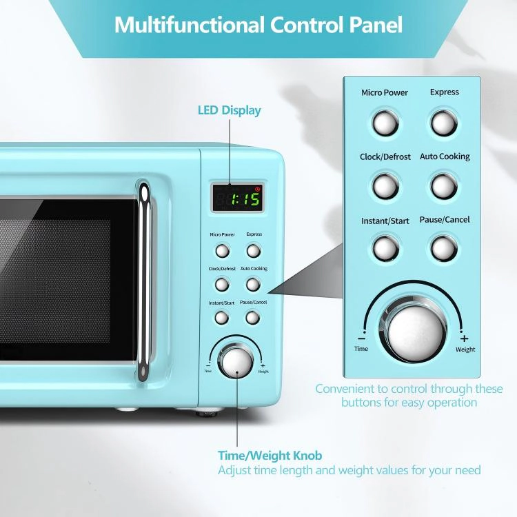 SUGIFT Mint Green Retro Countertop Microwave Oven with Glass Turntable 0.7-Cu-Ft 700W 18-in W 14-in D 10-in H