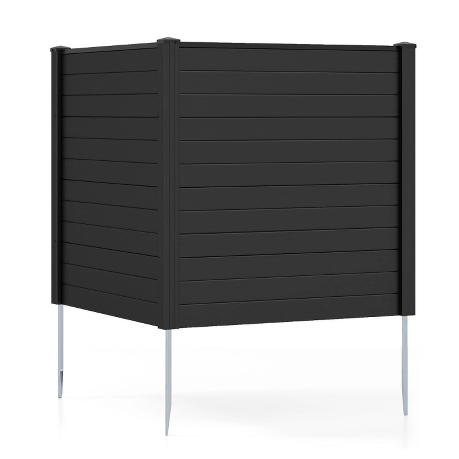 SUGIFT Freestanding 48-in Black PVC Air Conditioner Fence with 3 Galvanized 20-in Ground Stakes