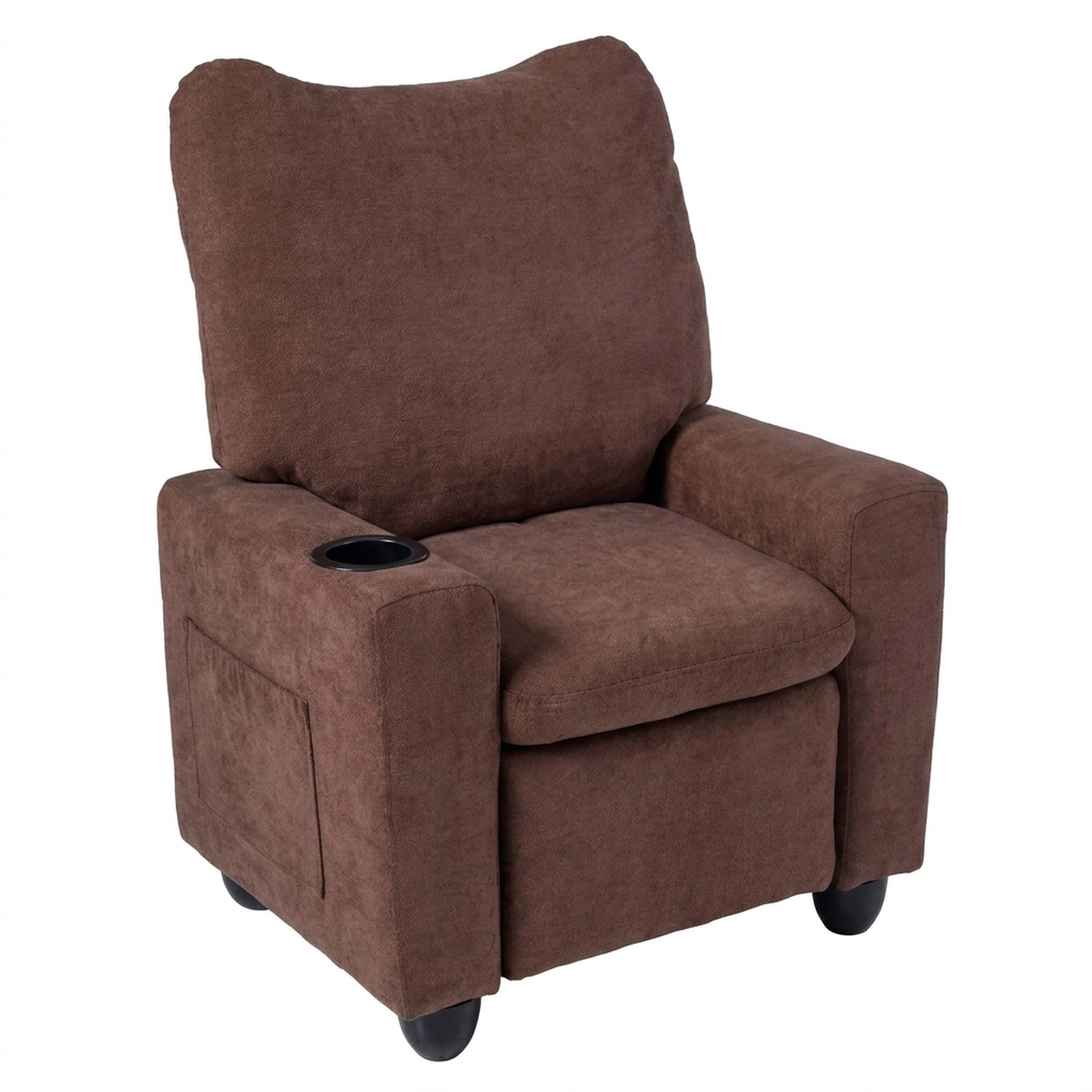 SUGIFT Push-Back Kids Recliner Toddler Single Sofa Chair Adjustable Footrest & Cup Holder 150-lb Capacity Ages 3+ Brown