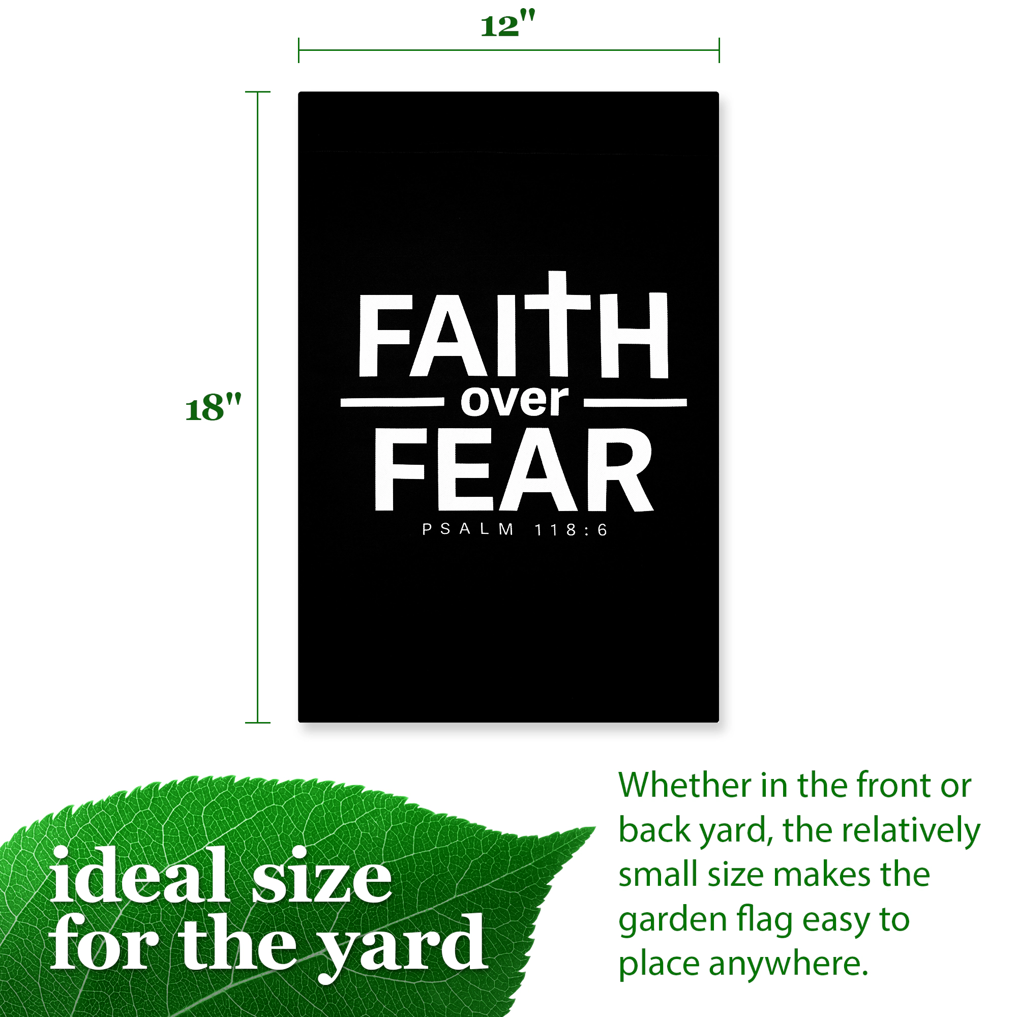 G128 Faith Over Fear Double-Sided Scripture Garden Flag 12x18 inch