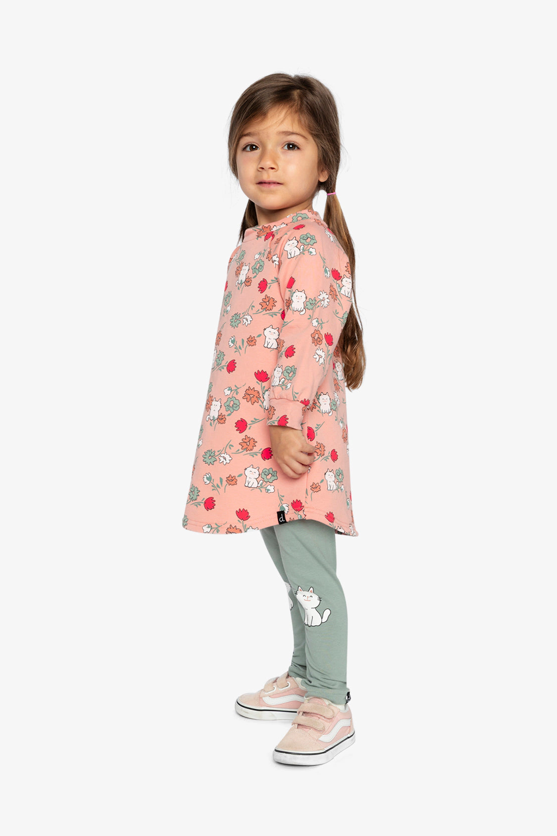 Deux par Girls Cat Print French Terry Dress