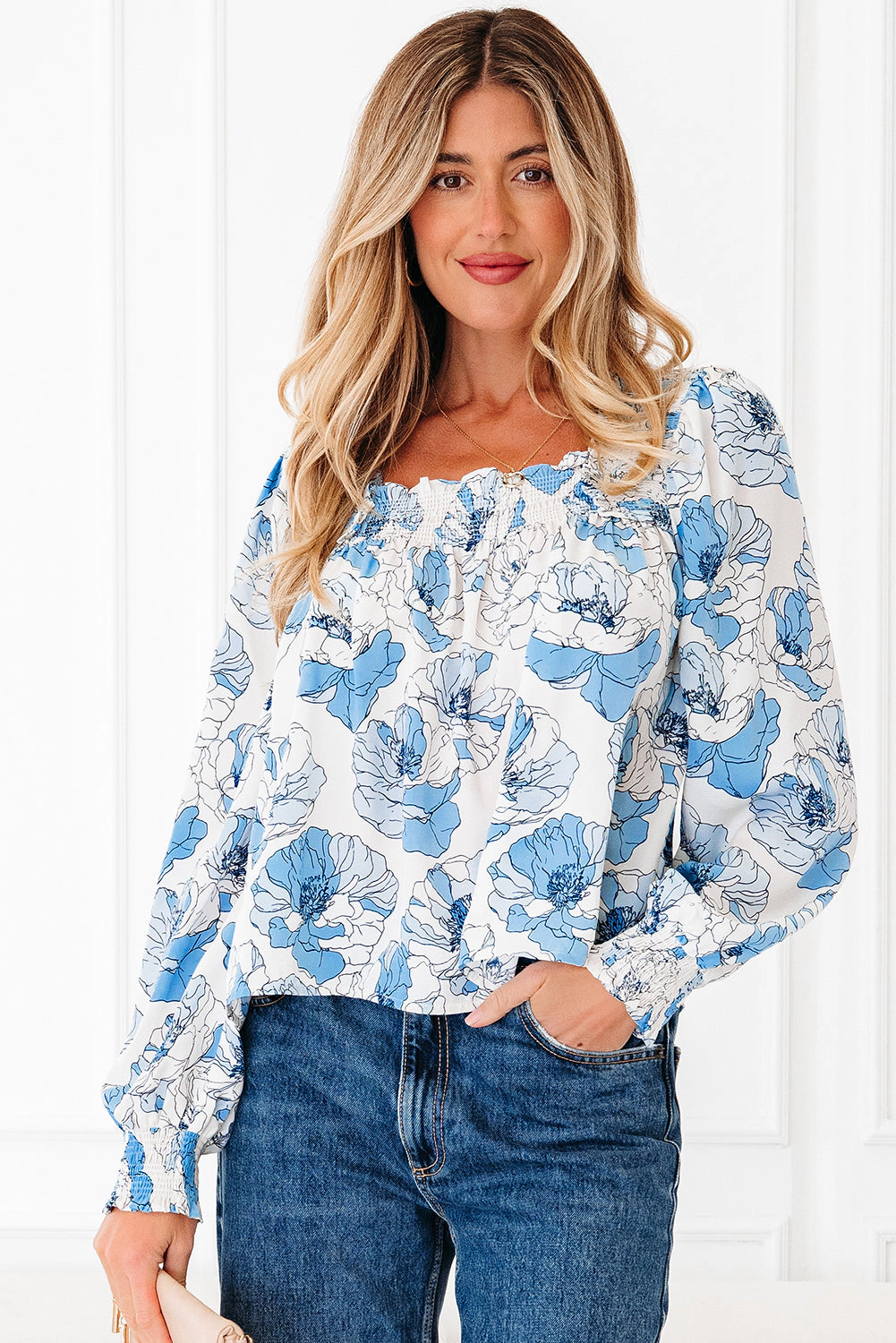 Threaded Pear Women's Lolakara Long Sleeve Blouse Top