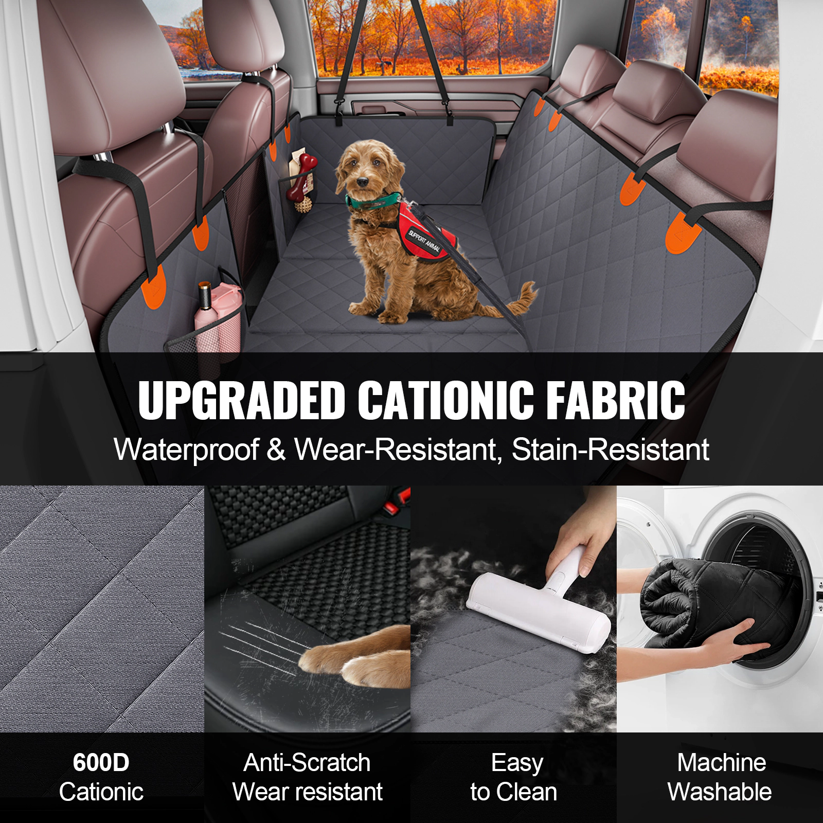 HONGGE Back Seat Extender, Dog Car Seat Cover, Dog Hammock for Car Back Seat Bed