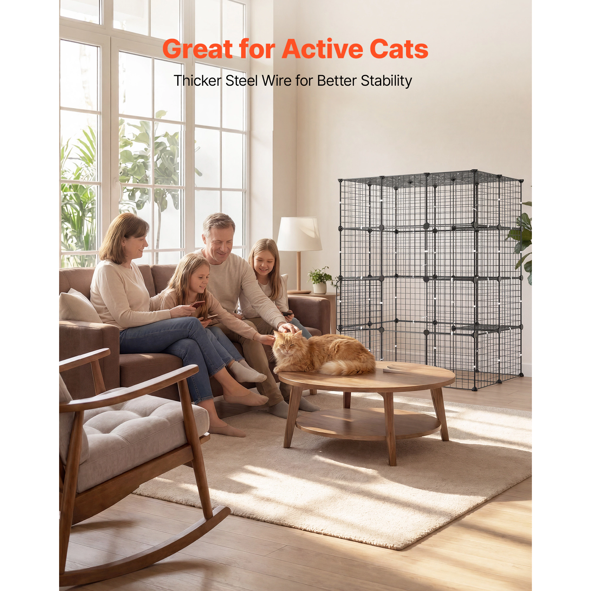 HONGGE Cat Cage Large DIY Cat Playpen Indoor Enclosure Detachable Metal Wire Kennel Crate with Exercise Place for Cats