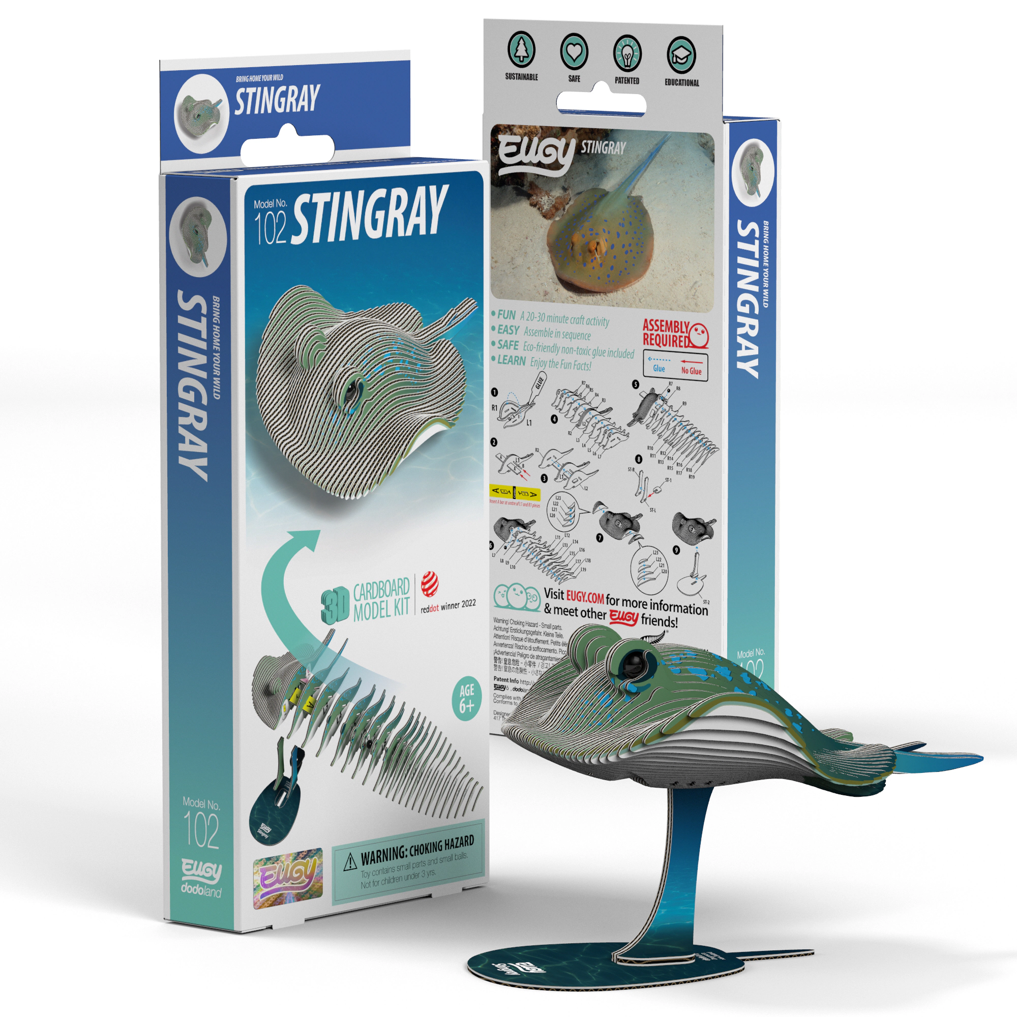 EUGY Stingray 3D Puzzle - contains 50 puzzle pieces