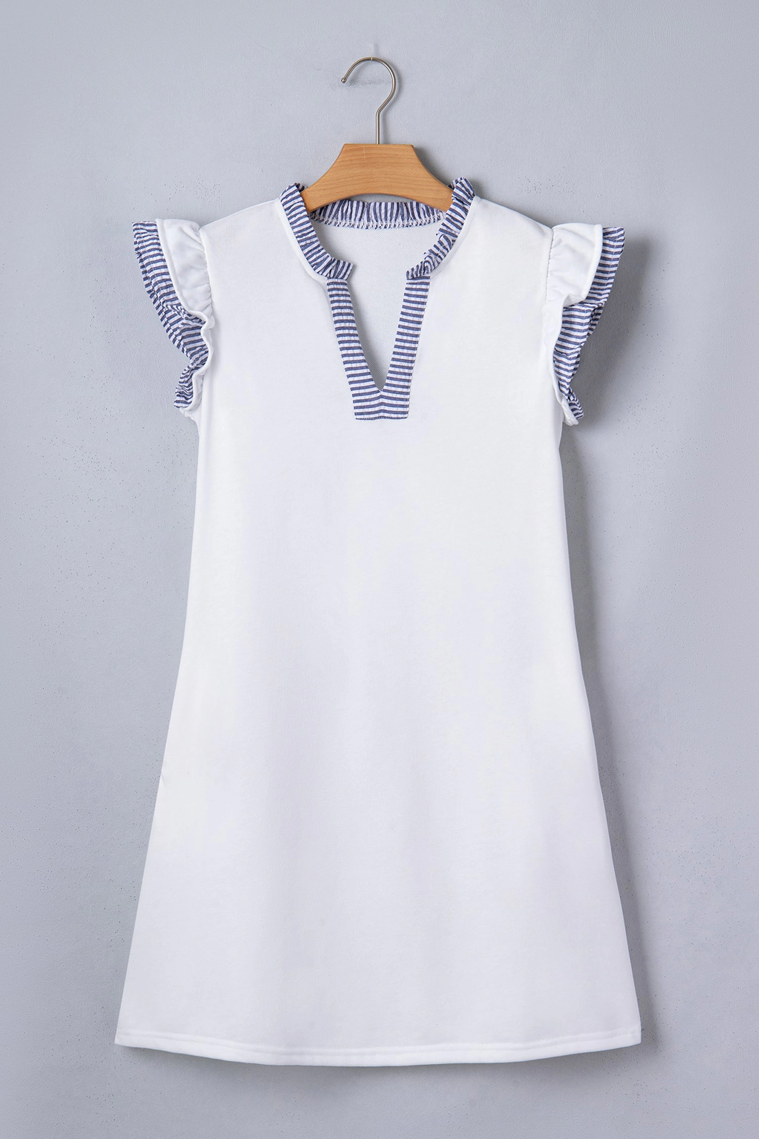 Threaded Pear Womens Aleena Ruffle Trim Sleeveless Stripe Patchwork Dress