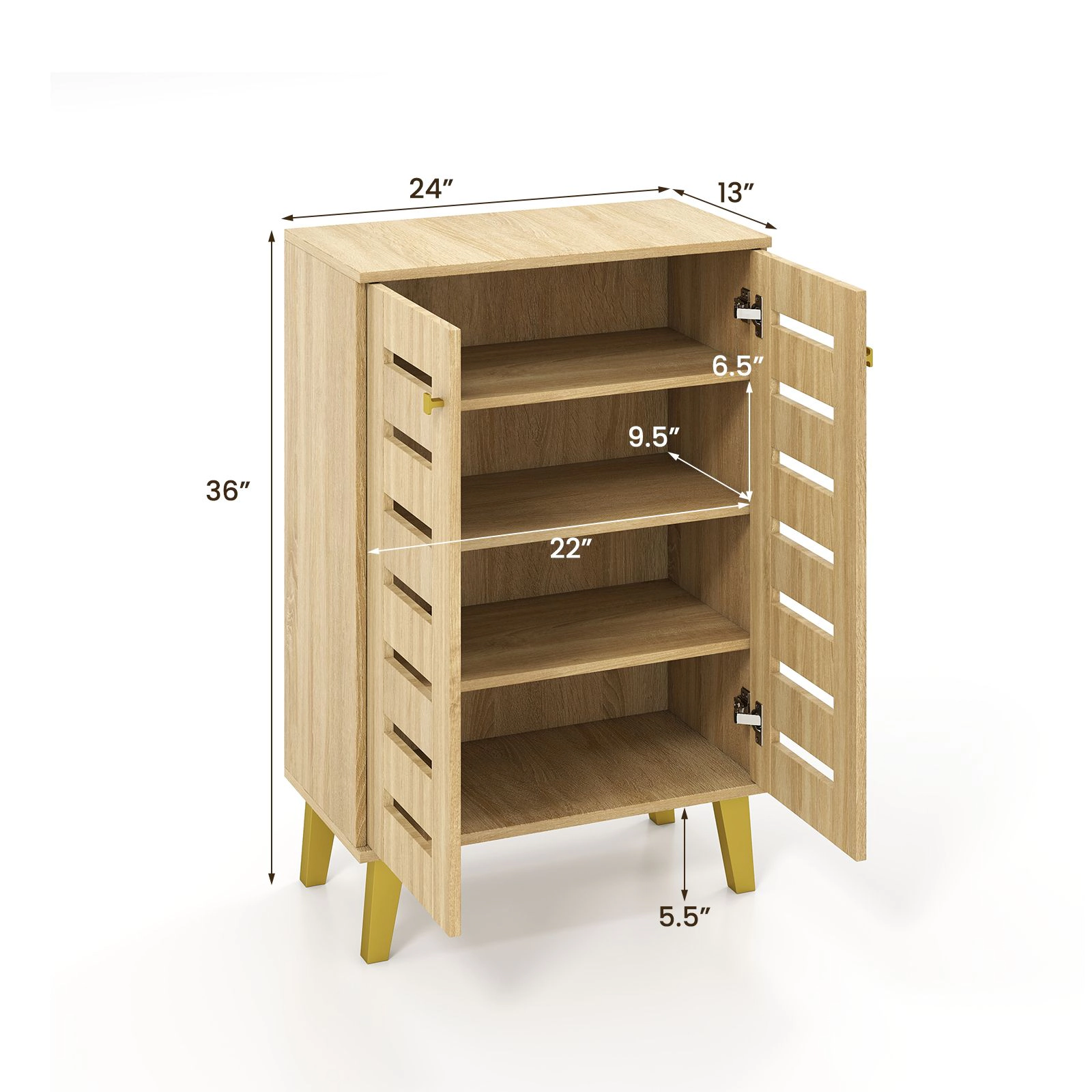 SlickBlue Entryway Shoe Organizer Cabinet with Louvered Doors