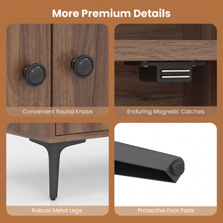 Hivvago Bookshelf with 2 Doors and Anti-Tipping Kits for Home Office