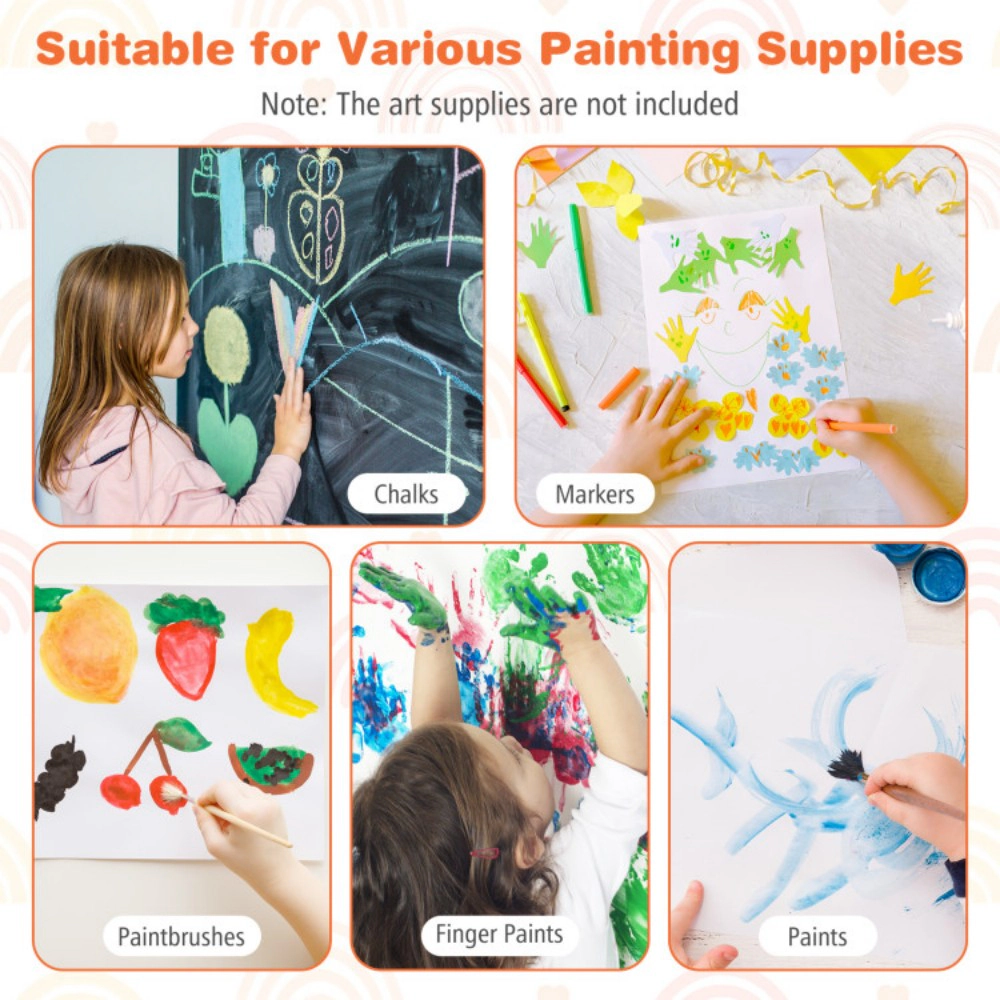 SUGIFT Gray Magnetic Boards Paint Cups and 2 Fabric Storage Bins 3-in-1 Kids Art Easel