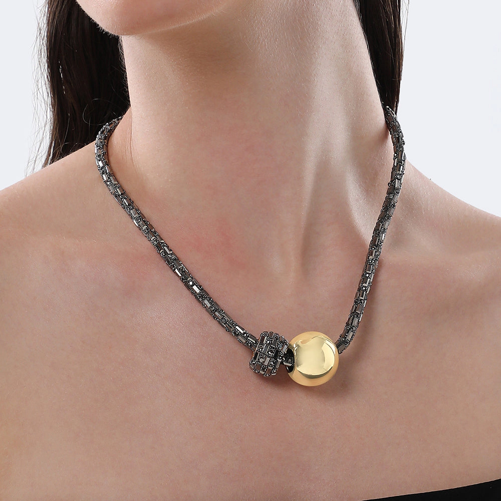 SOHI Women's Antique Gold the Mirror Collar Necklace