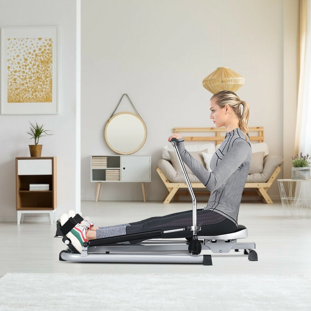 SUGIFT Adjustable Double Hydraulic Resistance Rowing Machine 265-lb Capacity As the Pictures Shown