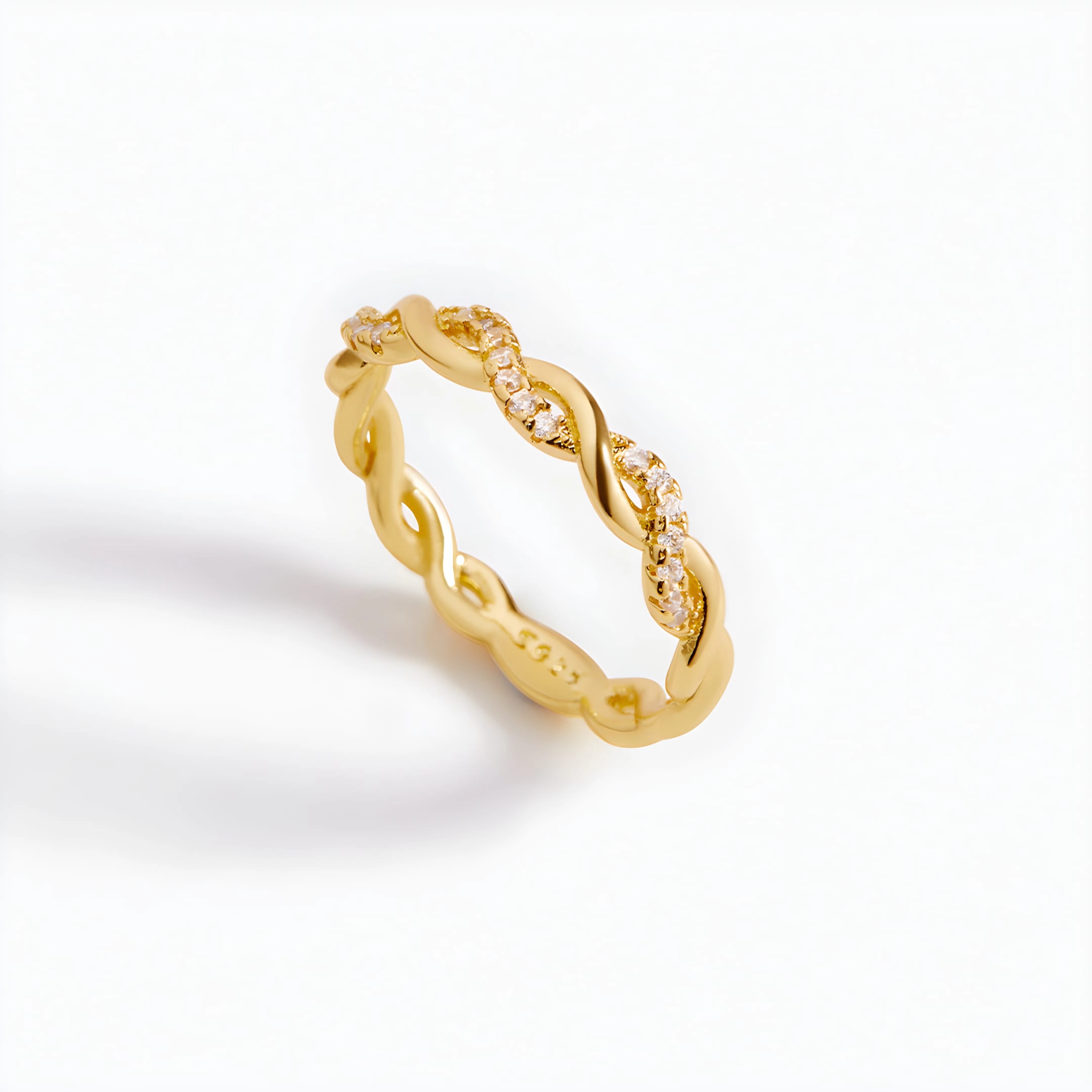 Mint & Lily Women's Dainty Pave Twist Stacking Ring