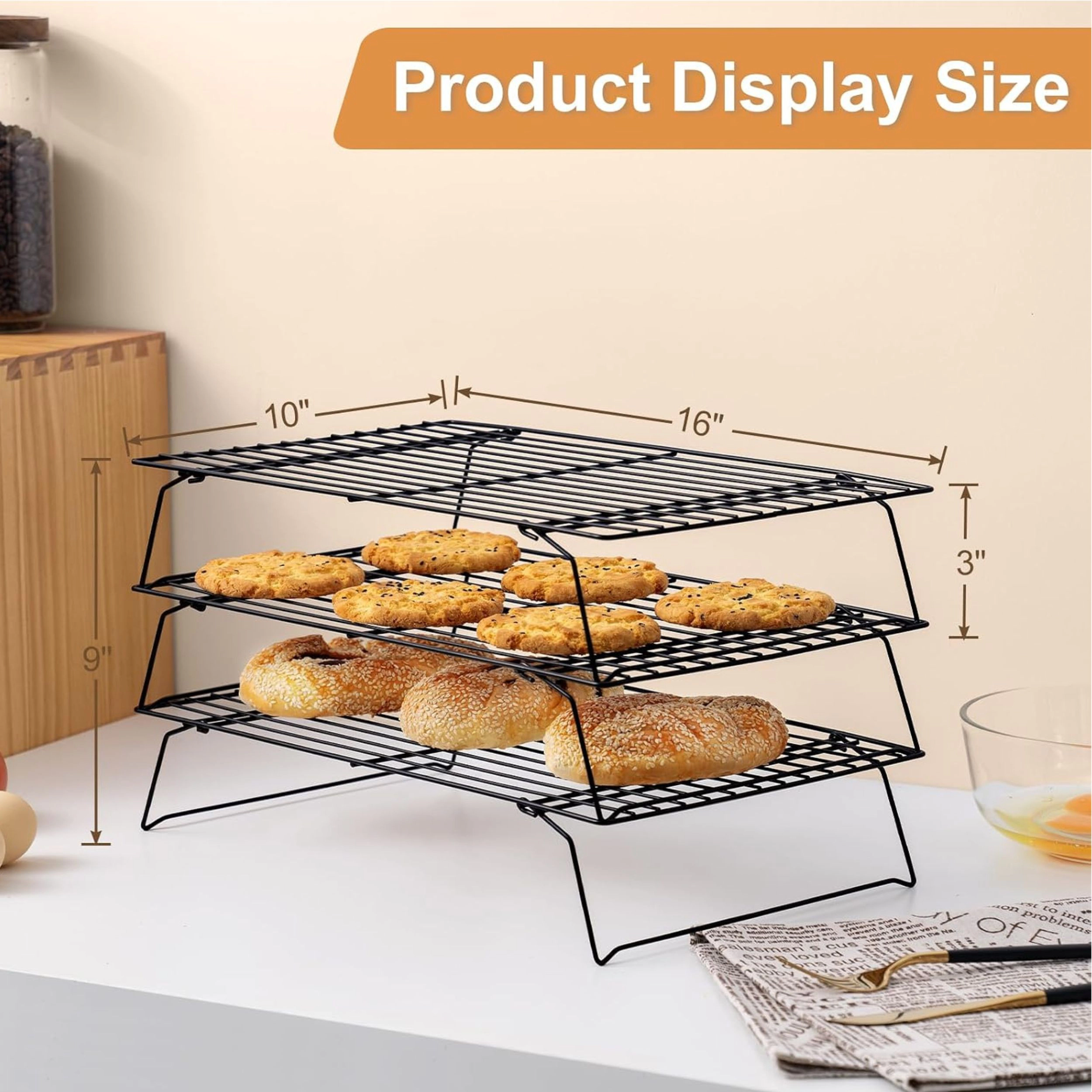 Stock Preferred 3-Tier Cooling Rack for Baking 16x10 Inch Oven Safe Wire
