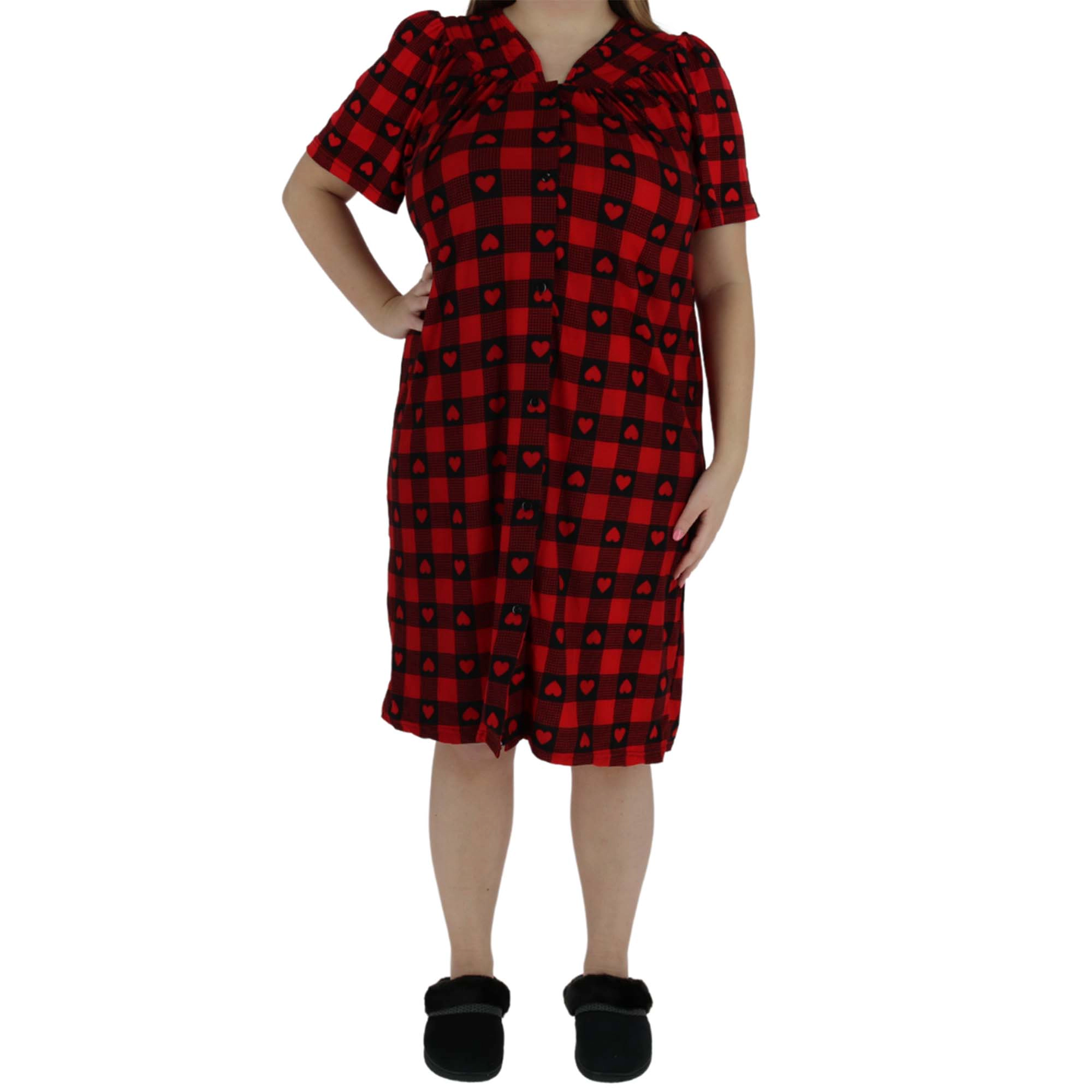 Elegant Emily Women's Hearts and Plaid Duster Gown