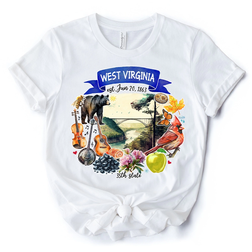 OrnamentallyYou Unisex Artistic West Virginia State Themes And Landmarks T-Shirt