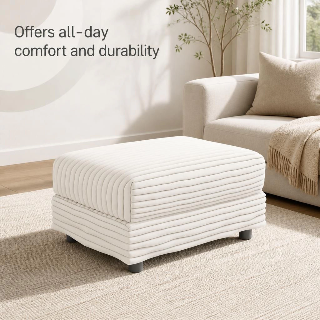 GOODSILO Upholstered Corduroy Rectangular Ottoman Versatile Footrest