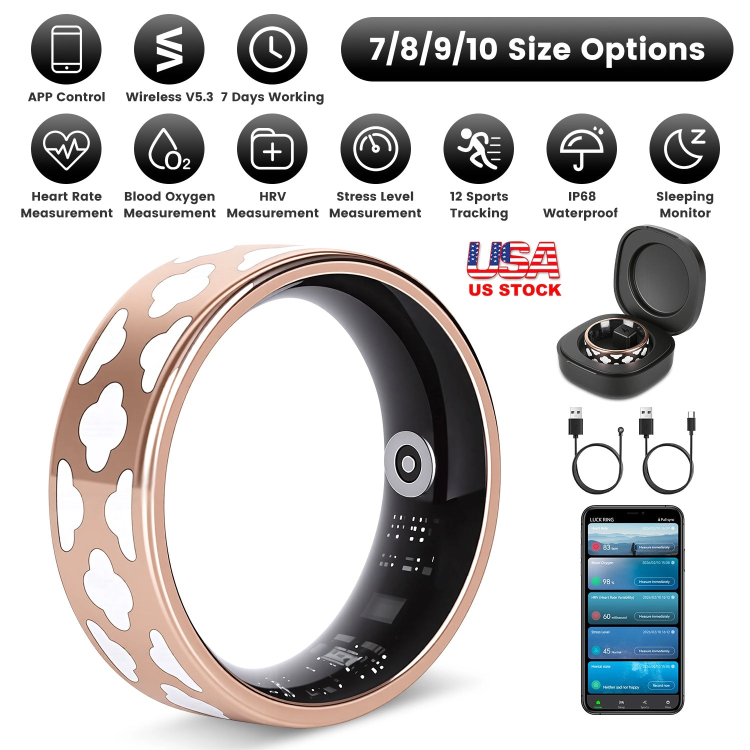 GBruno Titanium Smart Ring Health & Fitness Tracker