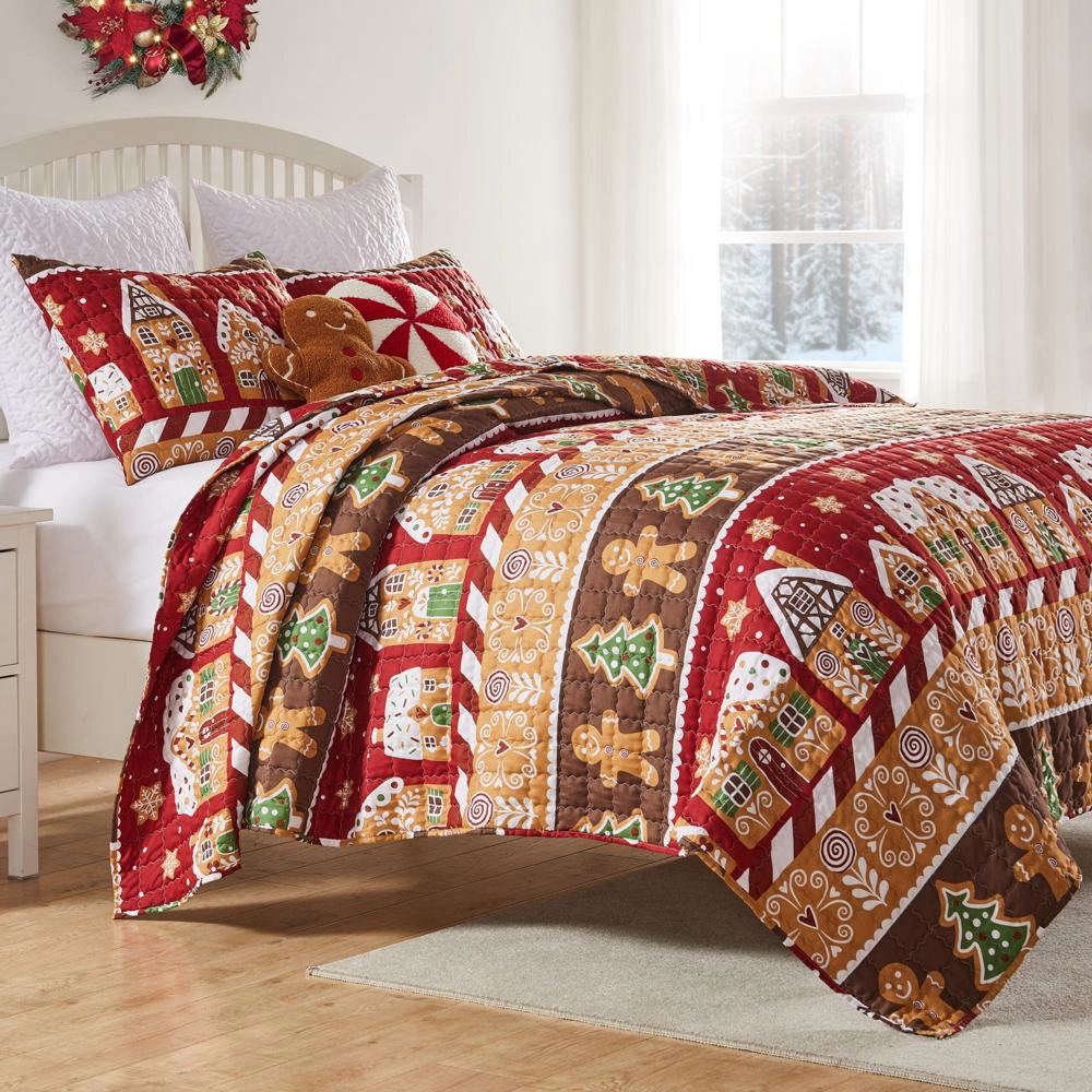 Greenland Home Fashions Gingerbread Lane Luxurious Modern Design 3 Piece s Quilt Set