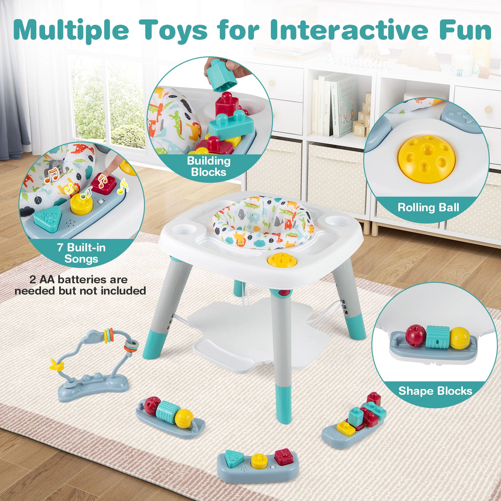 SlickBlue Adjustable kids Activity Center with Music and Interactive Toys