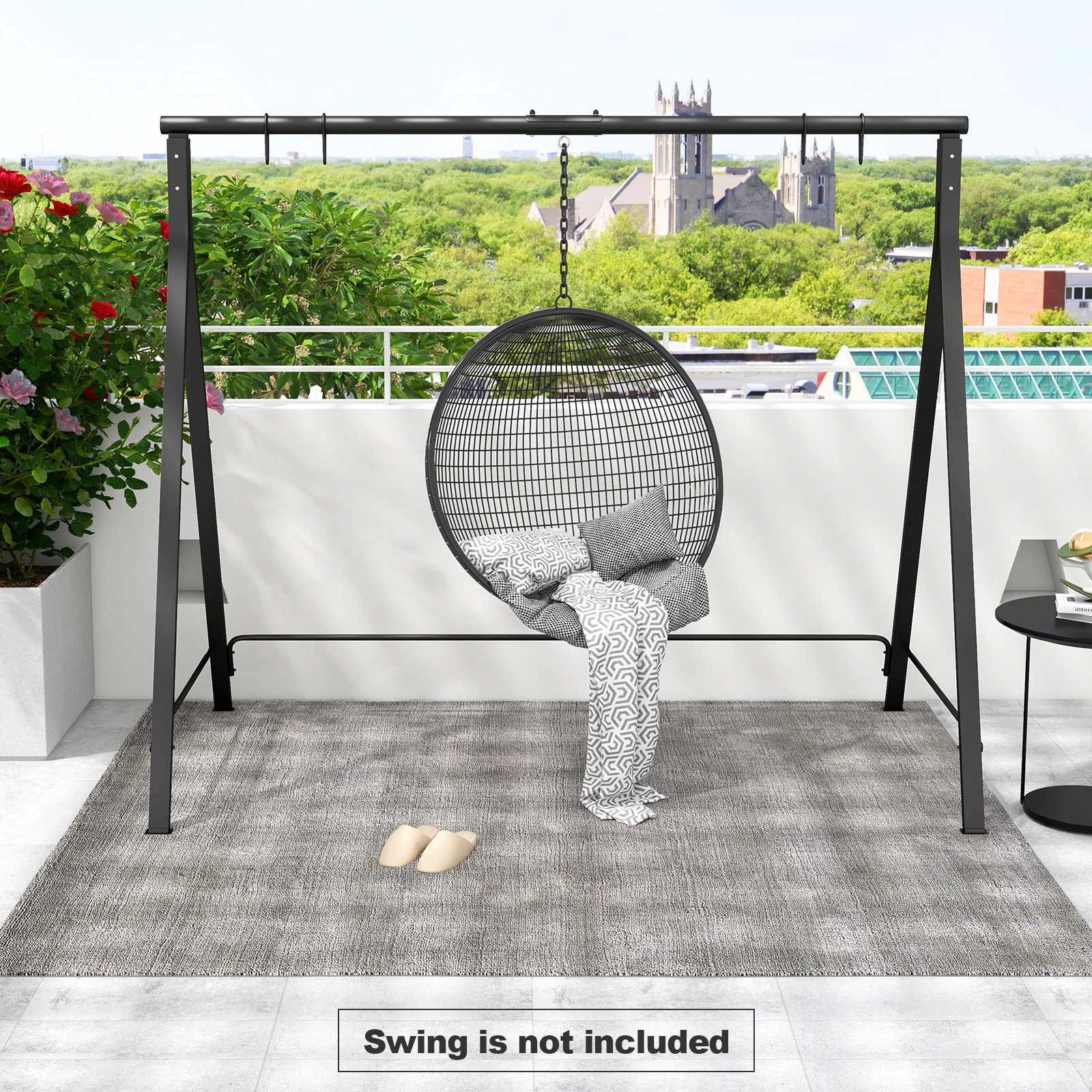 SUGIFT Black 350-Lb 83-In Metal A-Frame Swing Stand