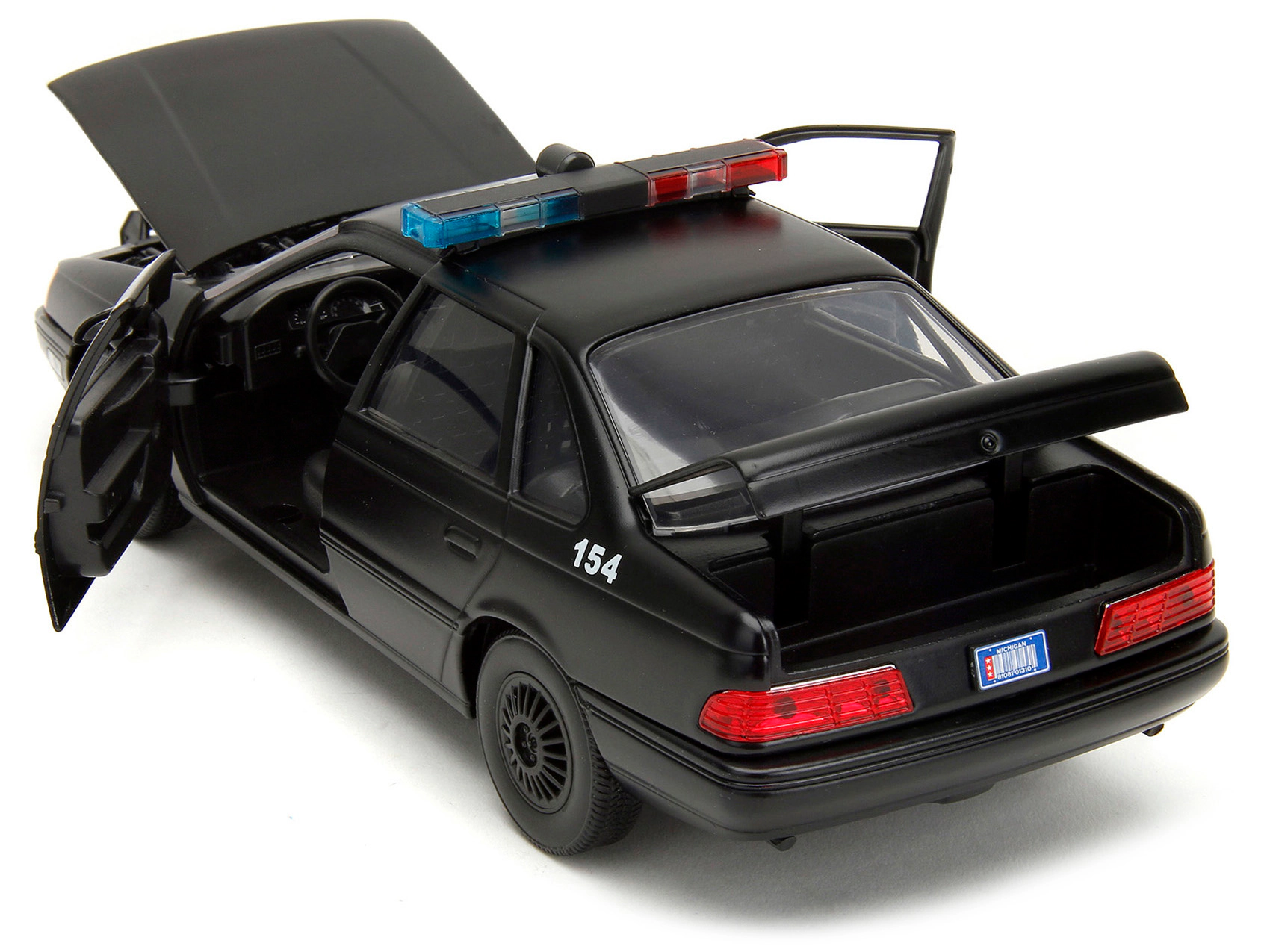 Jada Collectible Ford Taurus Ocp Matt Black "Detroit Police" And Robocop Diecast Figure 35Th Anniversary (1987)
