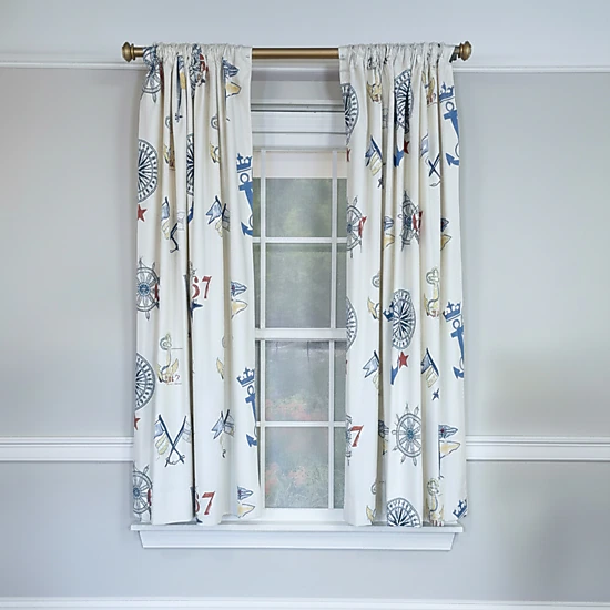 RLF Home Ralph Lauren Navigator 100% Cotton Rod Pocket Window Curtain set of 2 Panels 100" x 63" Off-White