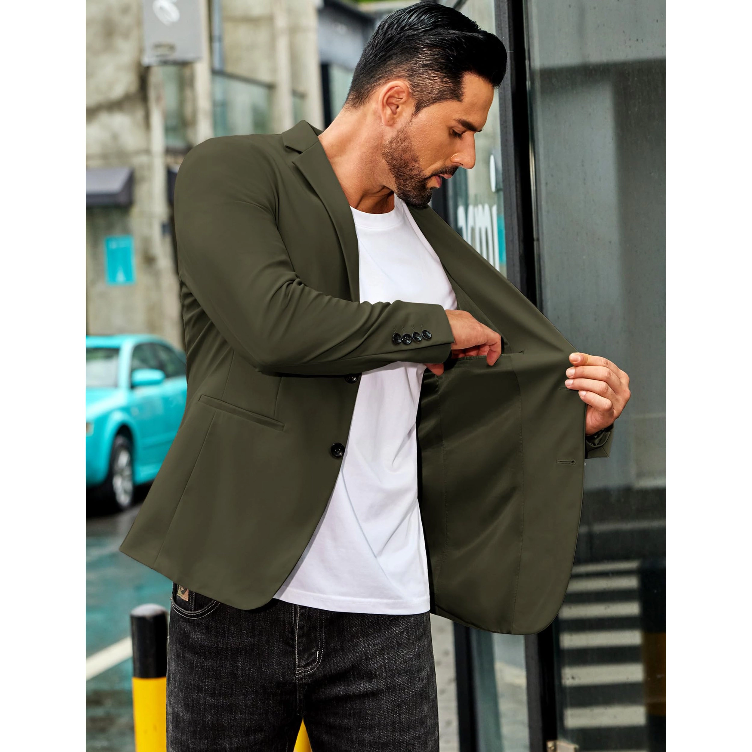 COOFANDY Men's Slim Fit Two Button Notch Lapel Casual Blazer Sport Coat Suit Jacket