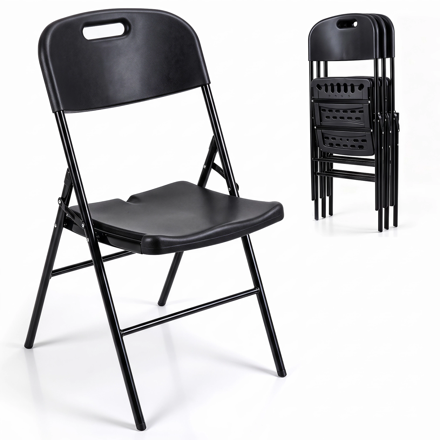 LJG Folding Plastic Chairs 4 Pack with HDPE Backrest & Seat 330 LBS for Indoor Outdoor Events