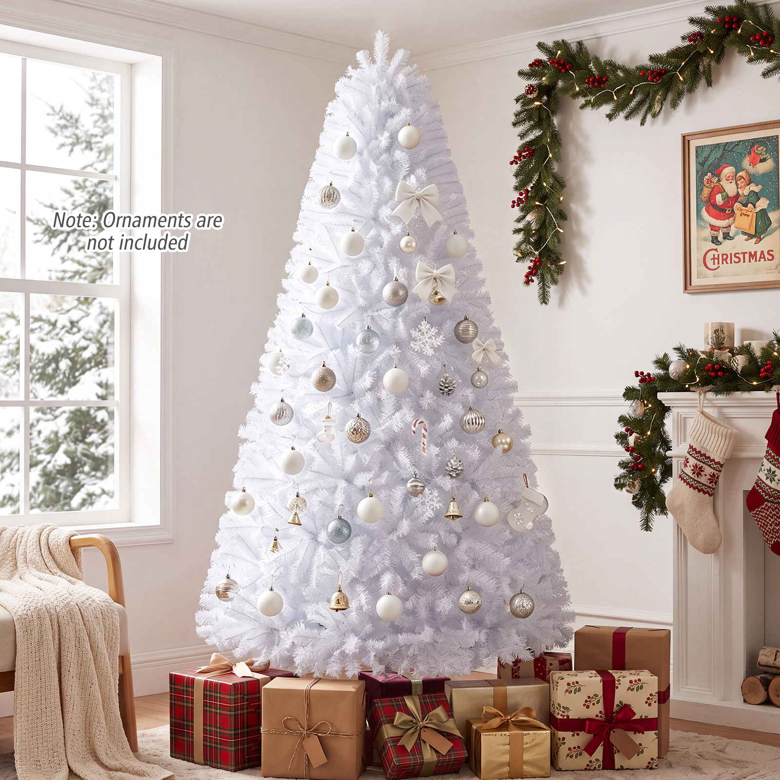 Costway 6/7.5/9Ft Hinged Christmas Tree Pine Tree 1346 Tips Metal