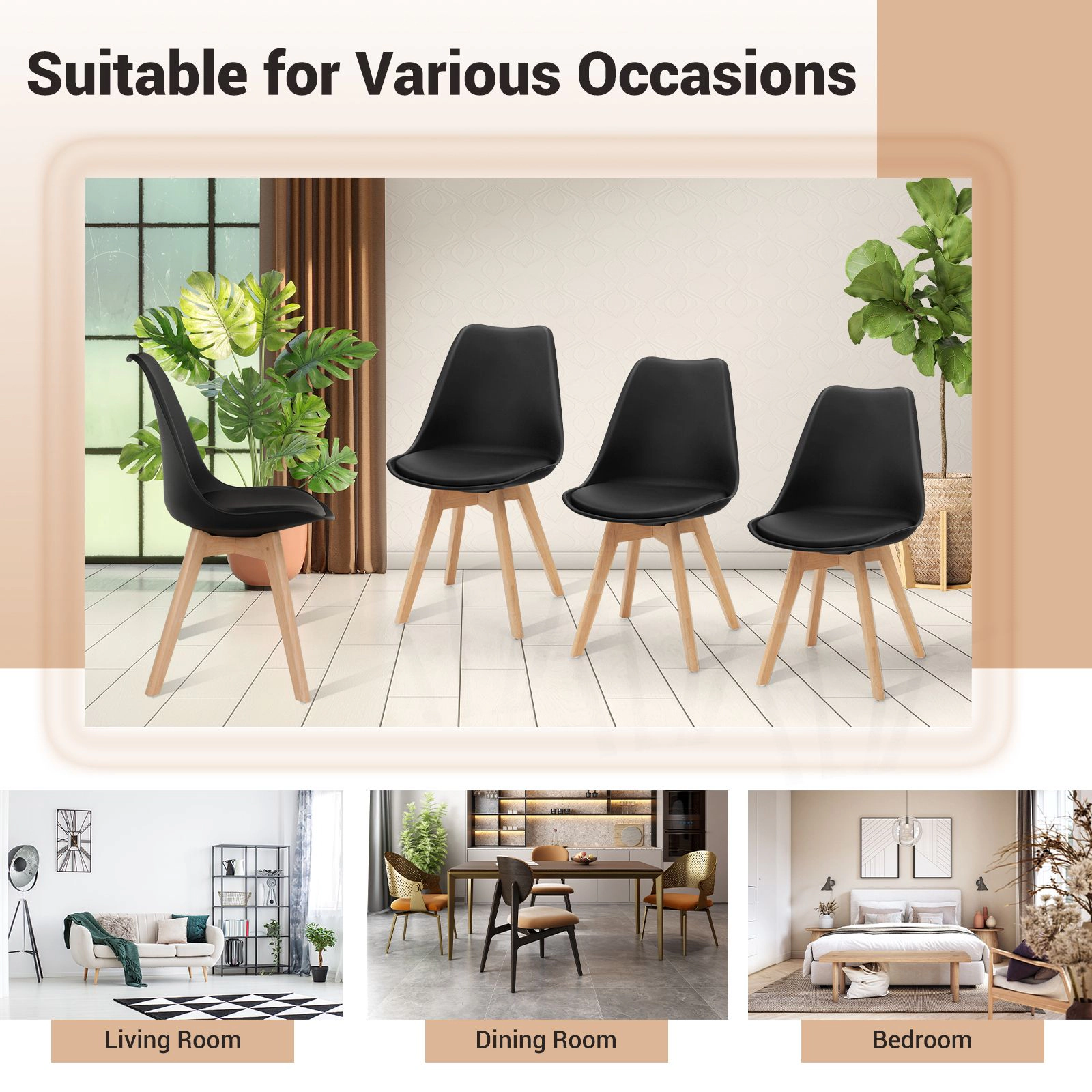 SlickBlue Modern Upholstered Dining Chairs Set of 4 with High Back