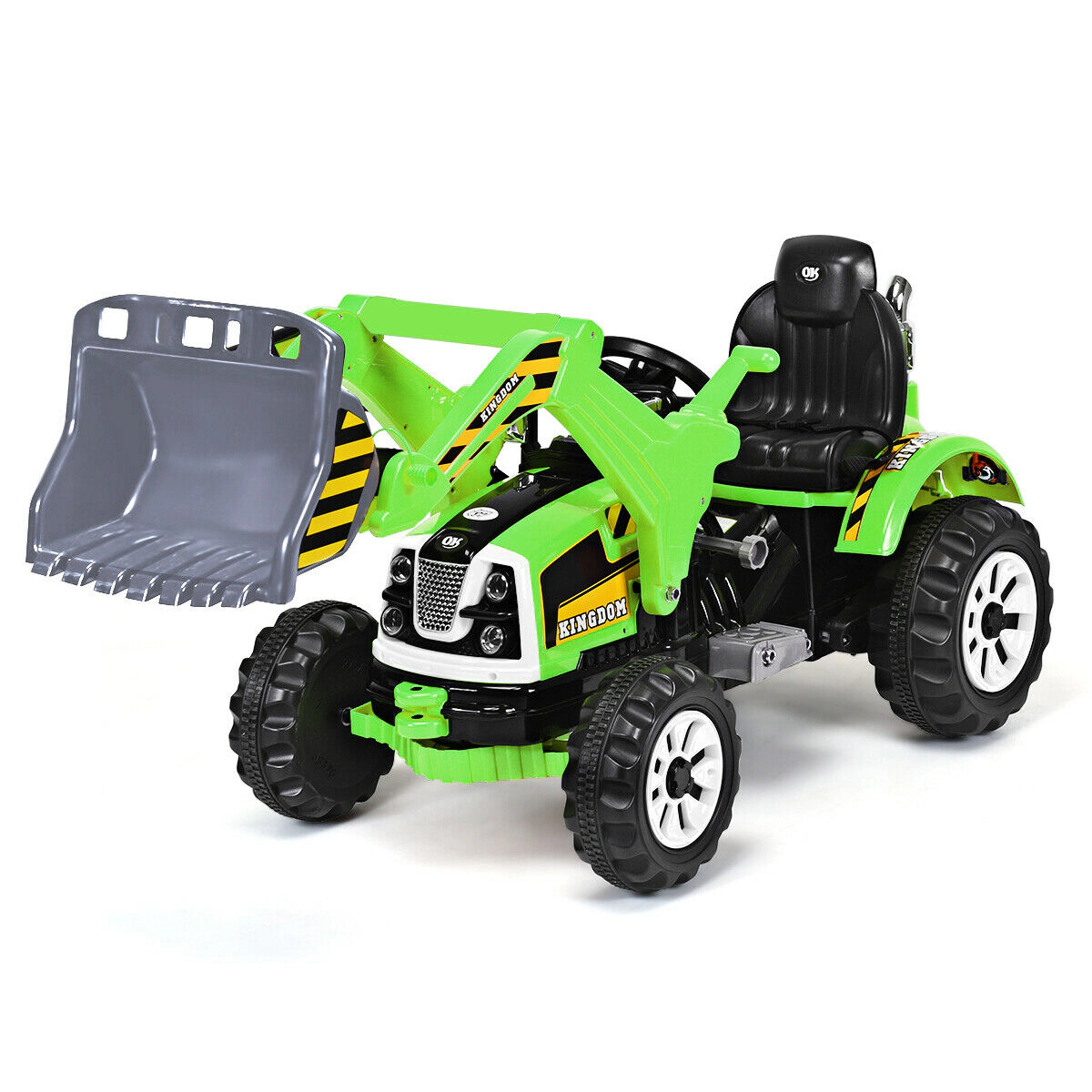SUGIFT Front Loader and Digger Bucket 12V Battery Powered Kids Ride On Dumper Truck