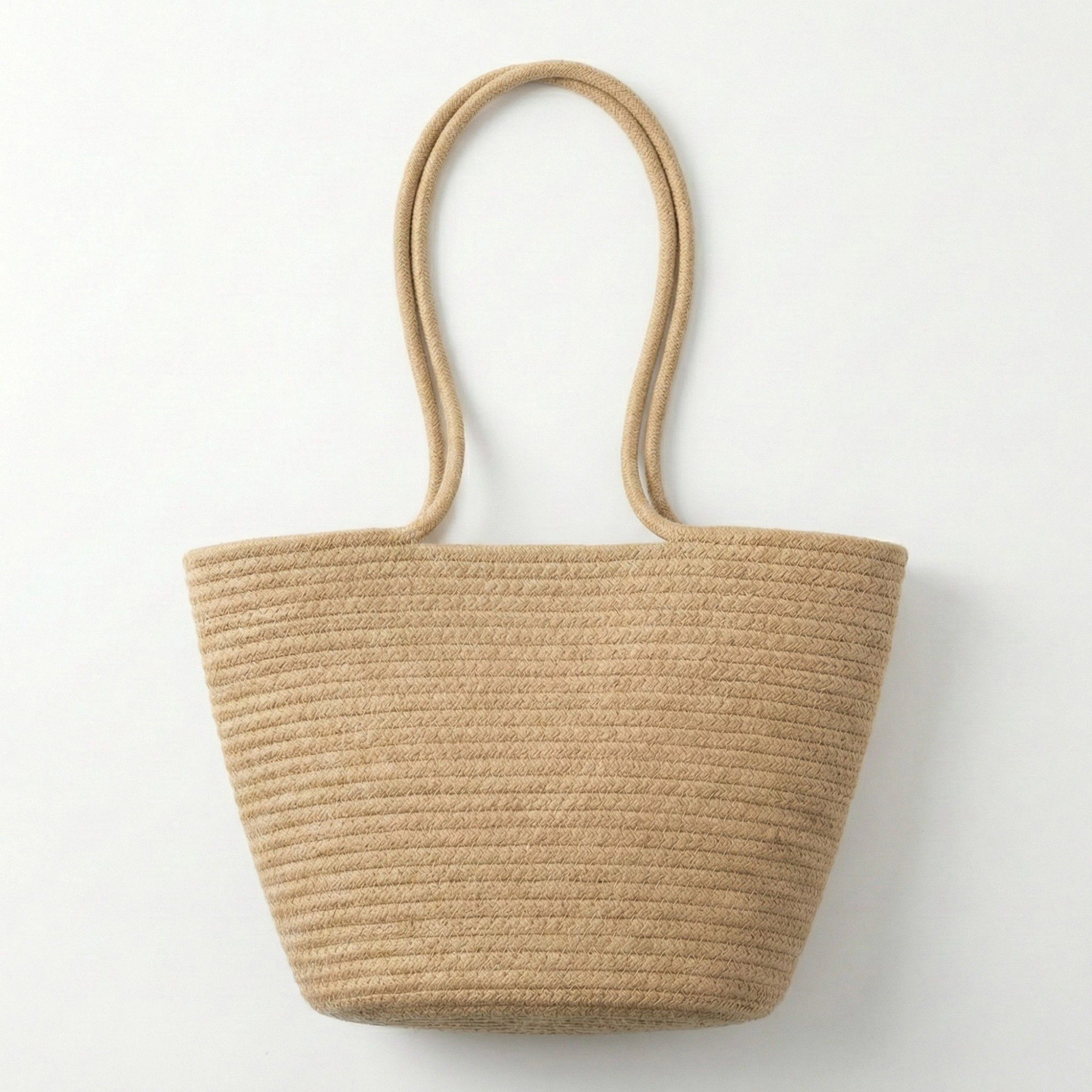 Alilang Women's Woven Crochet Tote Bag with Structured Silhouette Double Shoulder Handles 11.8x7.8x4in