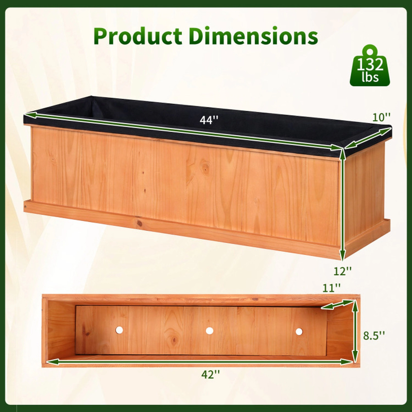 SUGIFT Wooden Raised Garden Bed Planter Box with Drainage Holes and Liner 132-lb Capacity XL Orange Pine Wood 1-Pc