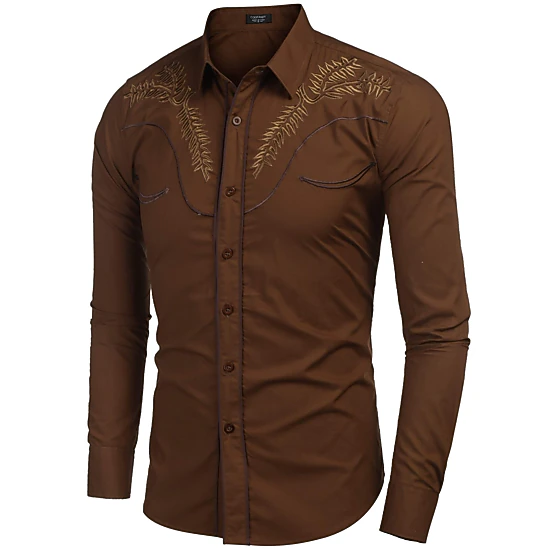 COOFANDY Men's Slim Fit Long Sleeve Western Shirt
