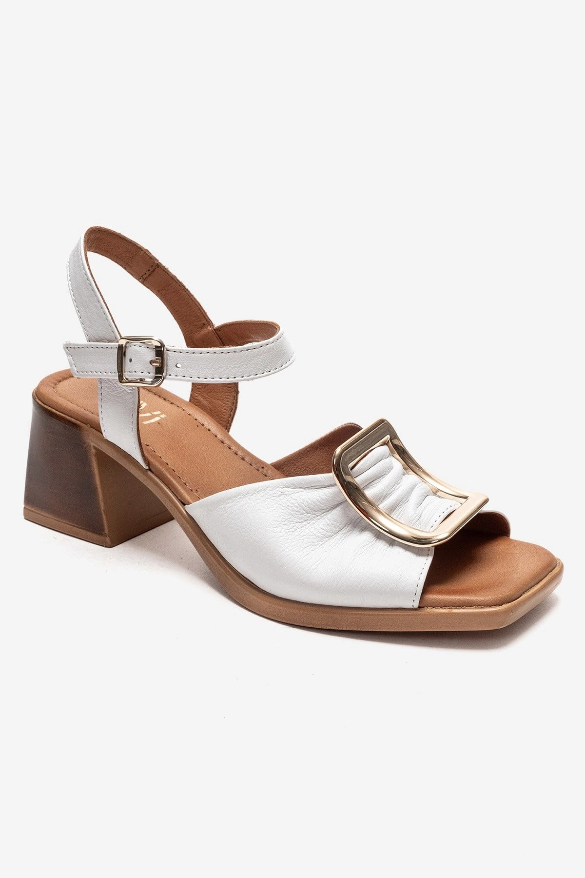 Forever & Always Womens Asha Leather Block Heel Sandal