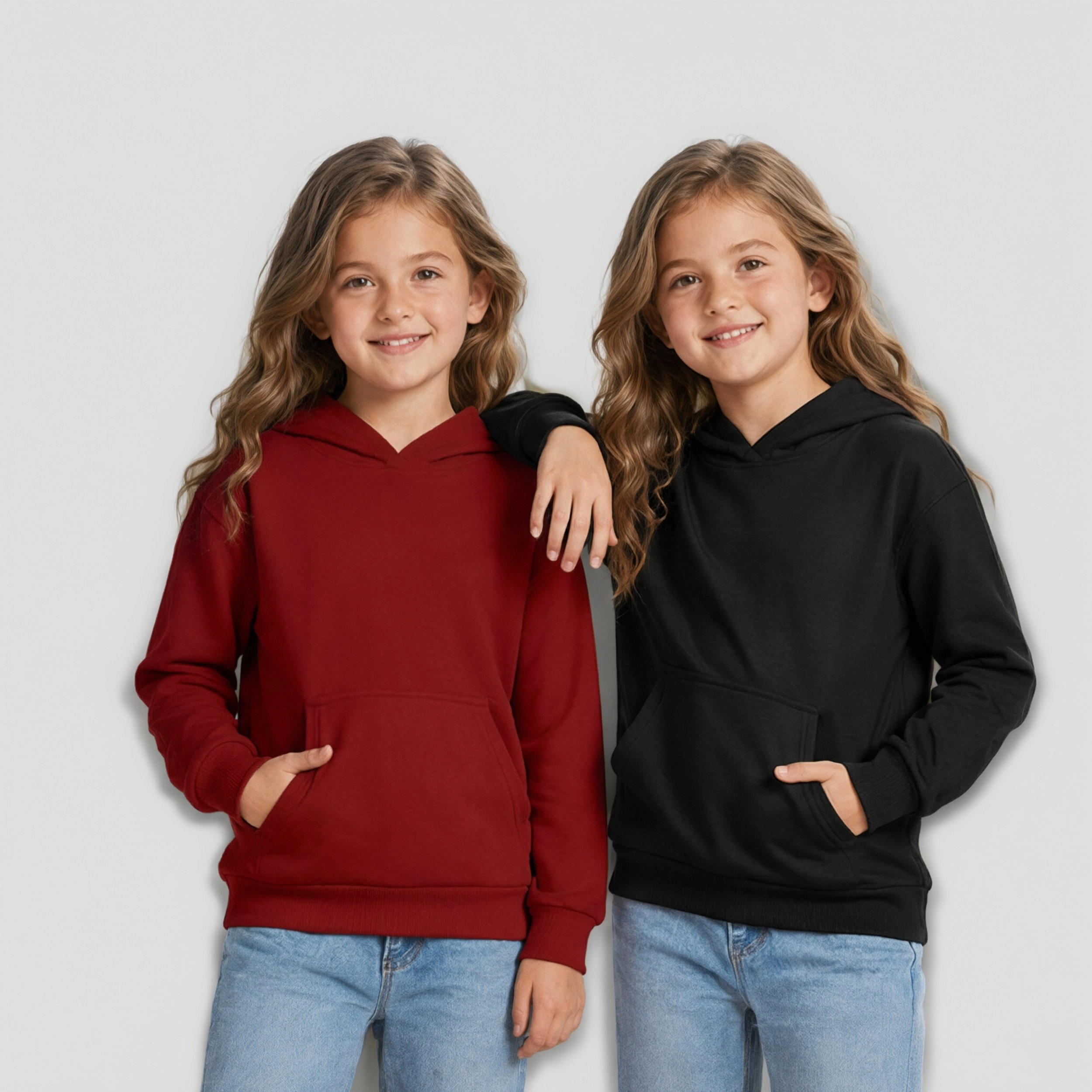 Arshiner Girls 2 Pack Hoodie Sweatshirts Long Sleeve Pullover Hooded Tops with Front Pocket