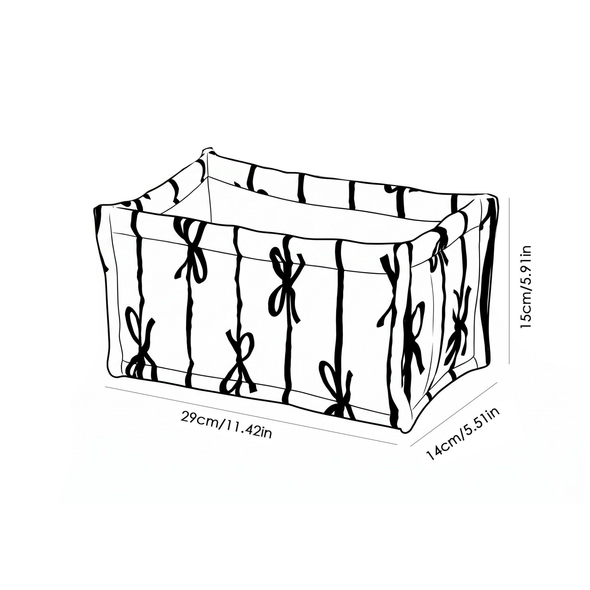 Alilang Unisex Quilted Bow Print Fabric Storage Bin Open Top Organizer Basket