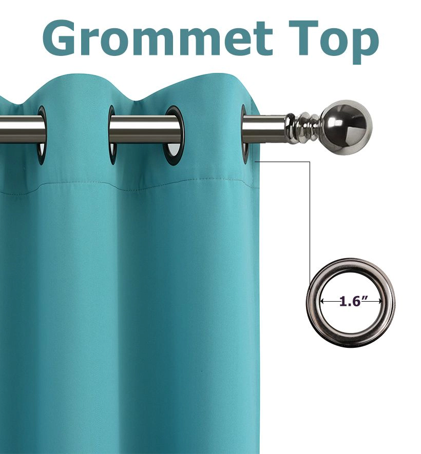 Kate Aurora Teal 2 Piece Grommet Top Blackout Curtain Panels For Extra Long Windows - 95 in. Long