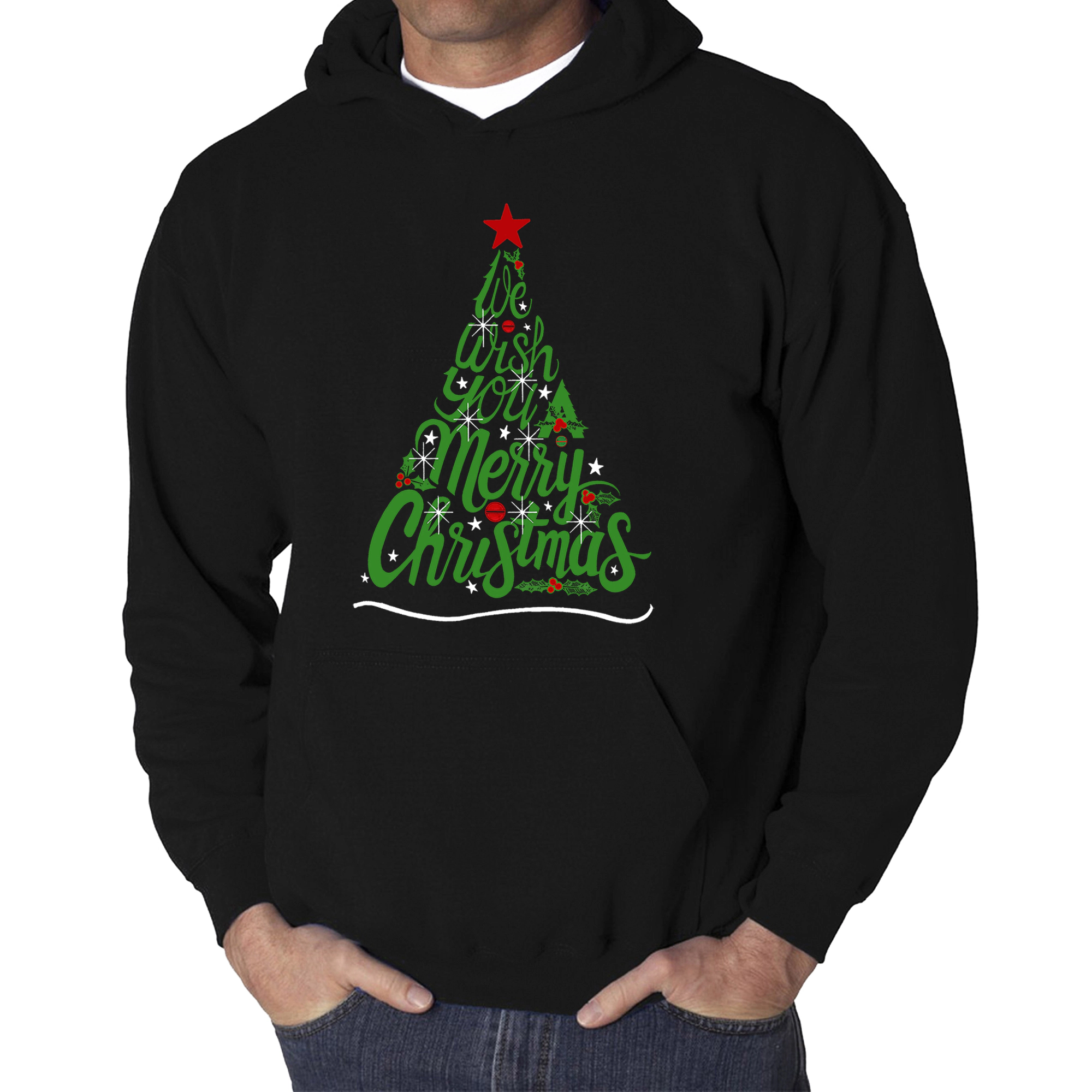 LA Pop Art We Wish You A Merry Christmas - Men's Word Hooded Sweatshirt