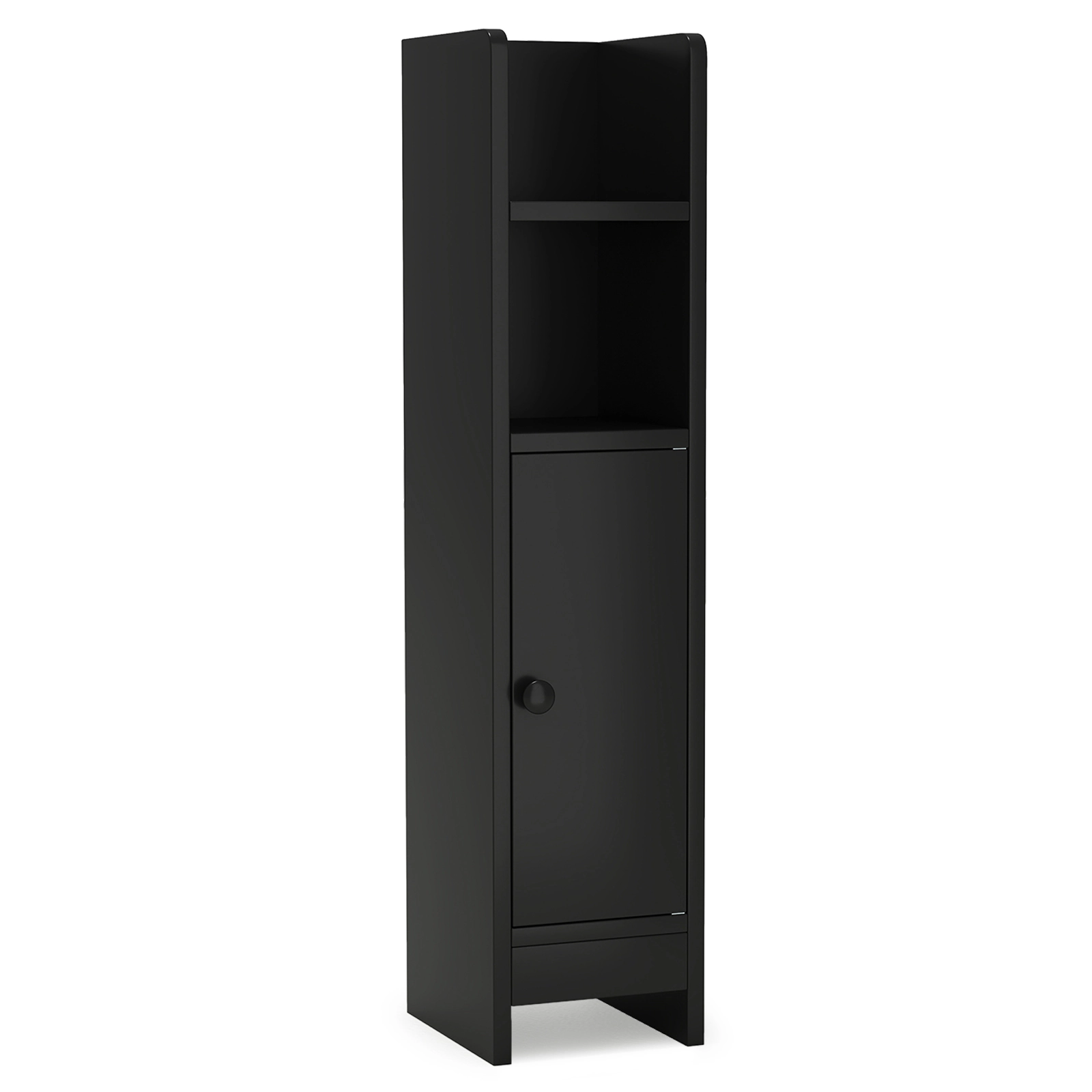 SUGIFT Corner Slim Door Adjustable Shelf Freestanding Bathroom Floor Cabinet 8-in x 7-in x 31.5-in 44-lb Capacity Black