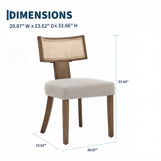 BebreezChic Set of 2 Mid Century Modern Rattan Dining Chairs Beige ...