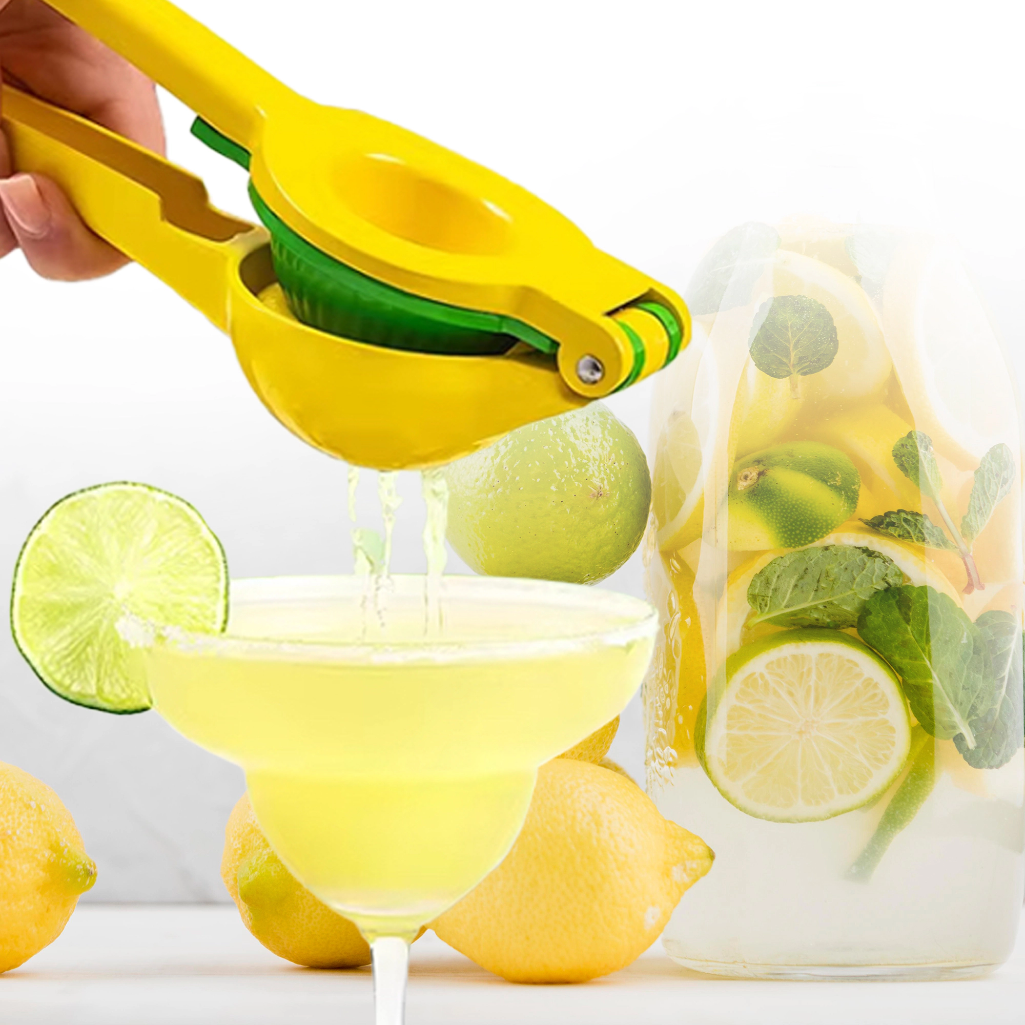Cheer Collection Heavy-Duty Lemon & Lime Squeezer with Dual Strainers and Ergonomic Handle